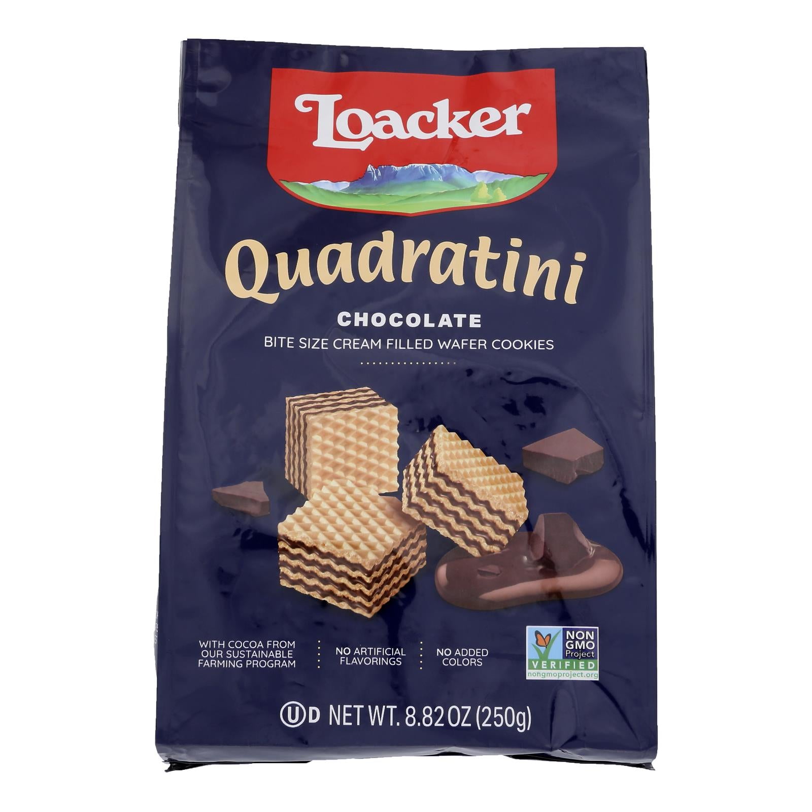 Loacker Quadratini Bite Size Chocolate Wafer Cookies - Case Of 6 - 8.82 Oz