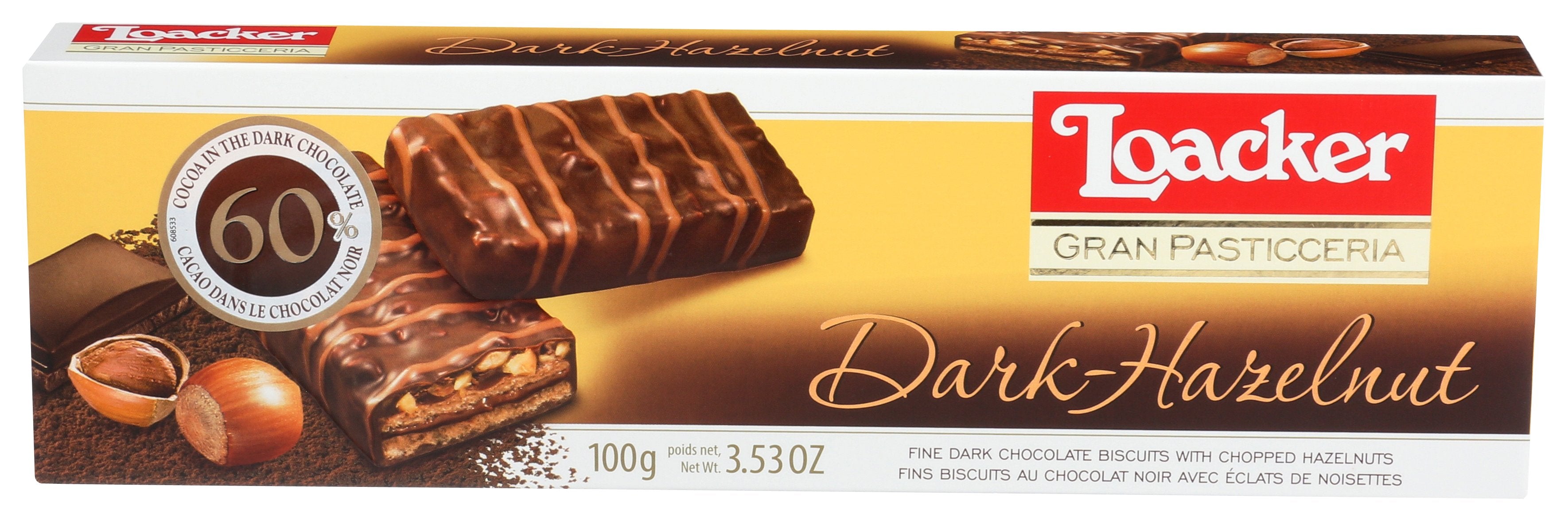 LOACKER COOKIE PSTCCRIA HZLNT DRK 100G - Case of 12