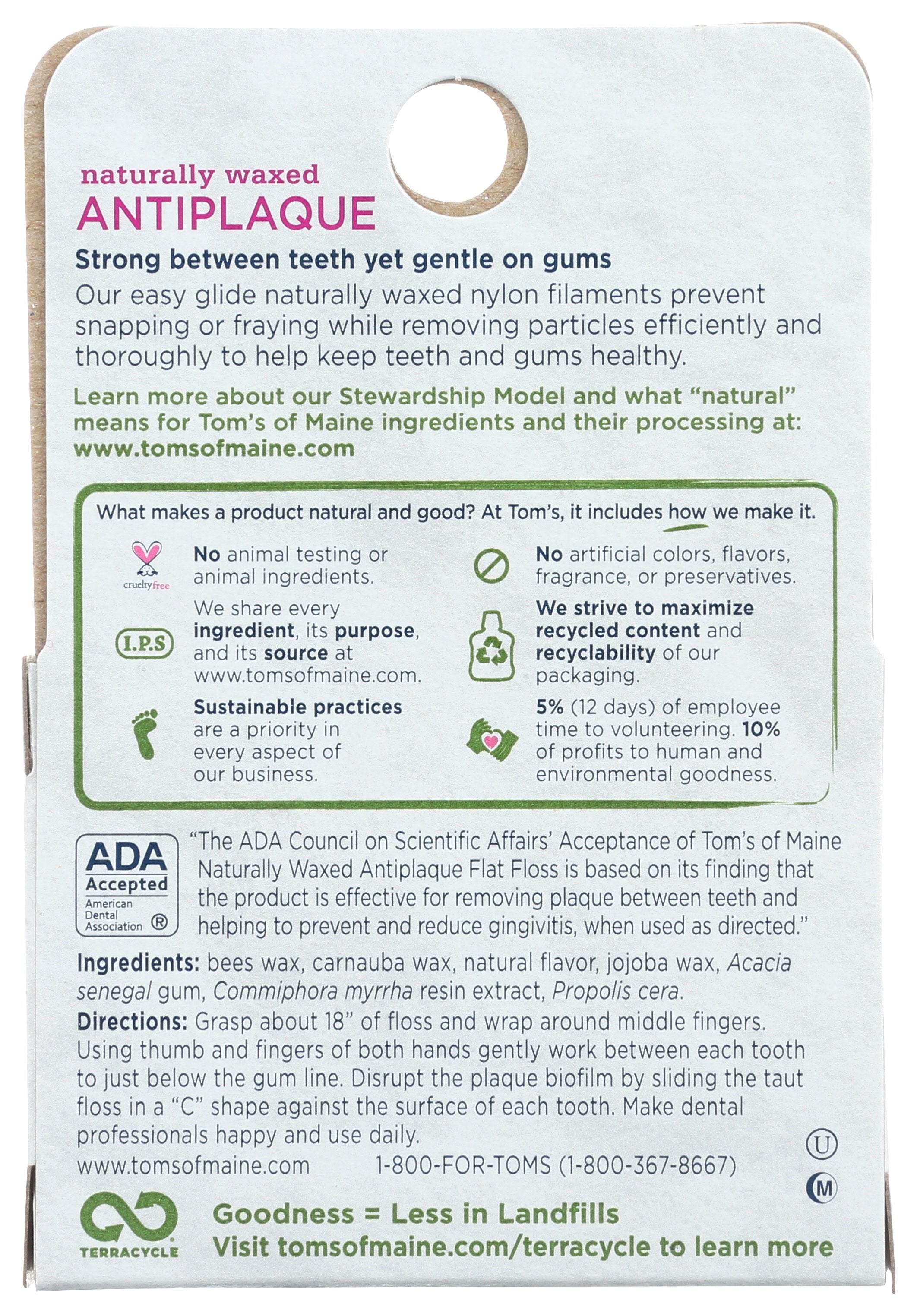 TOMS OF MAINE DNTL FLOSS ANTIPLQ SPRMT - Case of 3