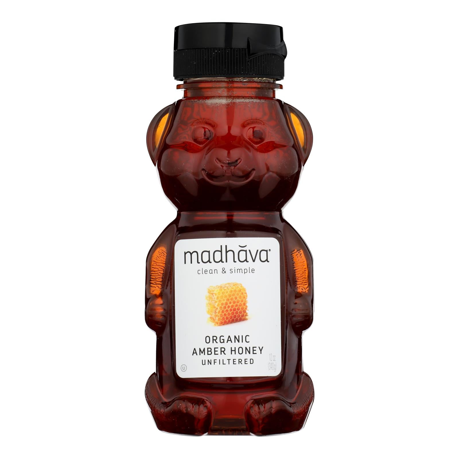 Madhava Honey Organic Honey Bear - Case Of 6 - 12 Oz.