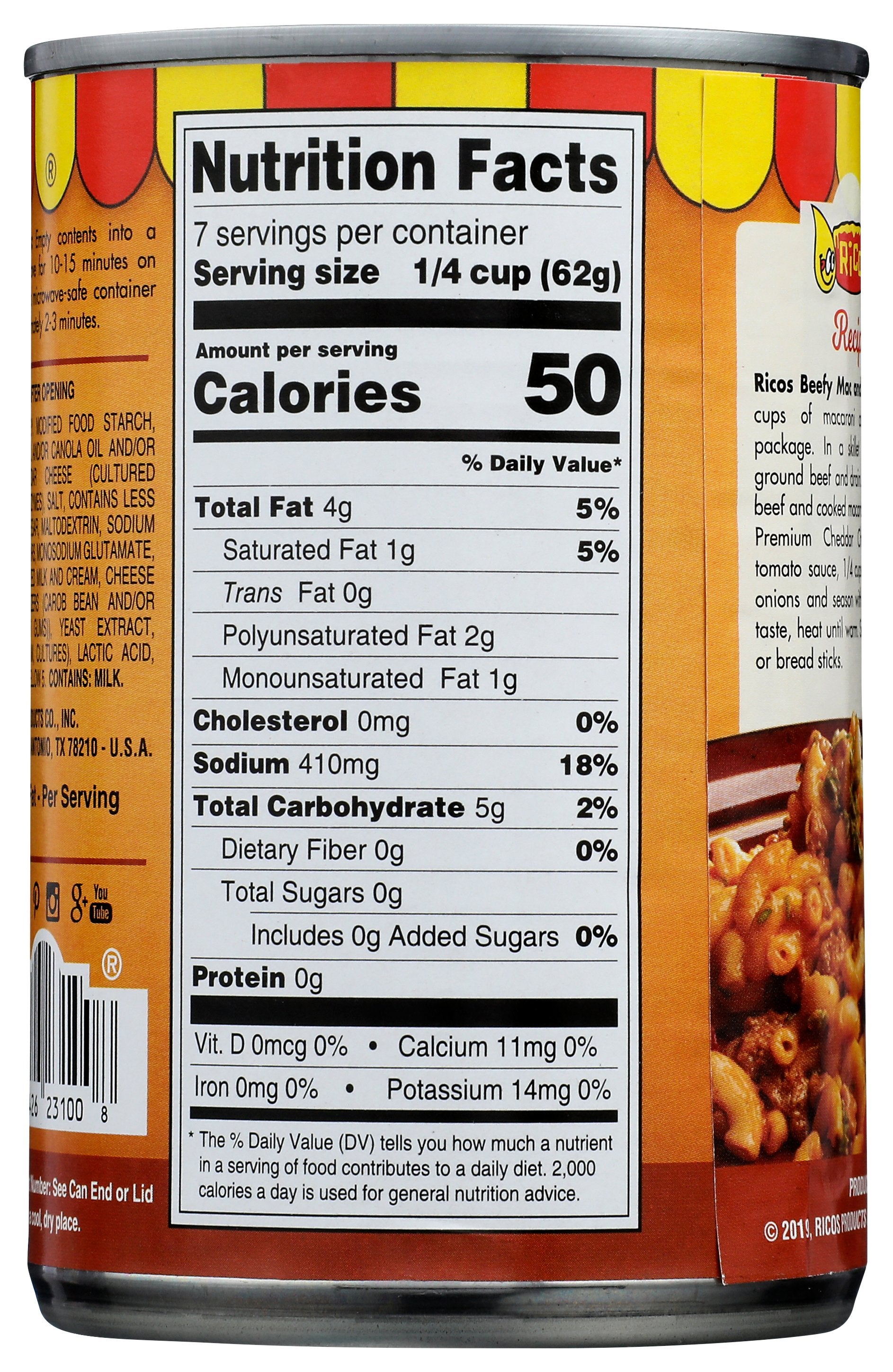 RICOS SAUCE CHEDDAR CHEESE - Case of 12