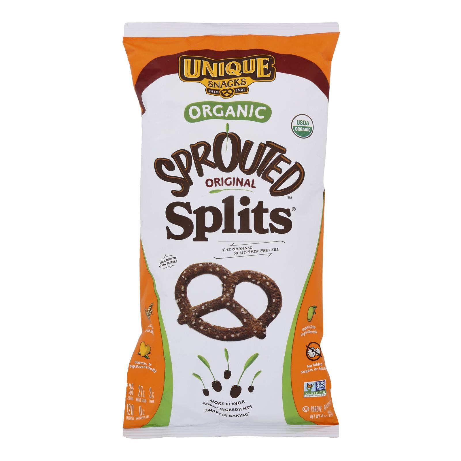 Unique Pretzels - Sprouted Grain Pretzels - Case Of 12 - 8 Oz.