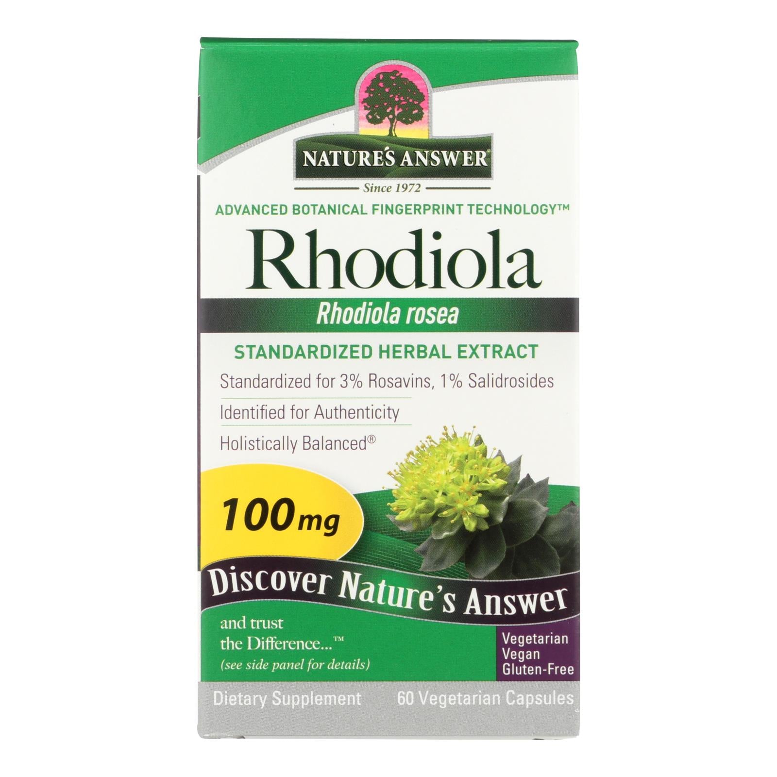 Nature's Answer Rhodiola Extract - 60 Veg Capsules