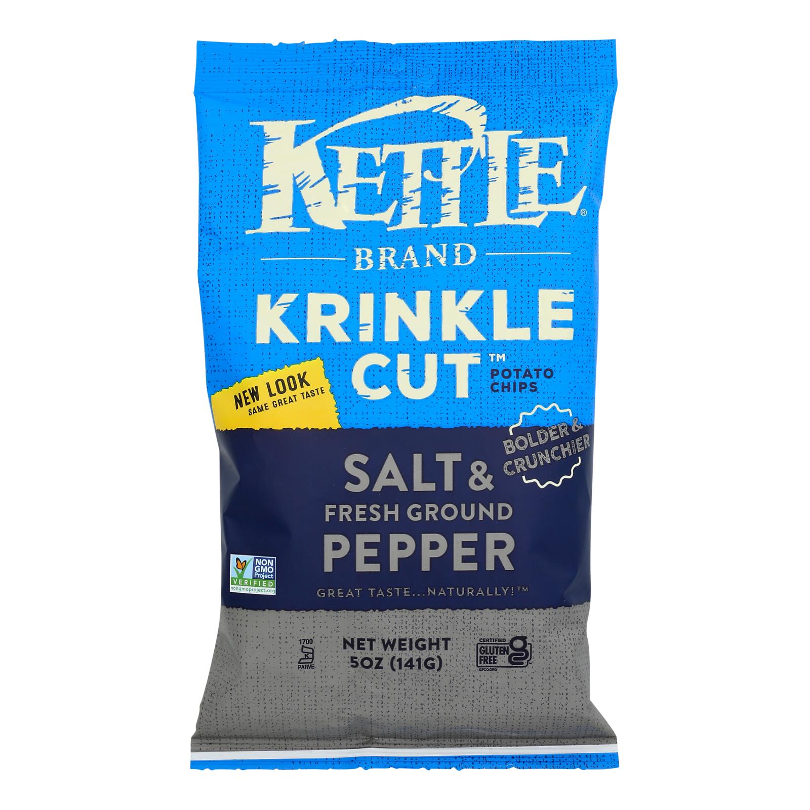 Kettle Brand Potato Chips - Salt And Pepper - Case Of 15 - 5 Oz.