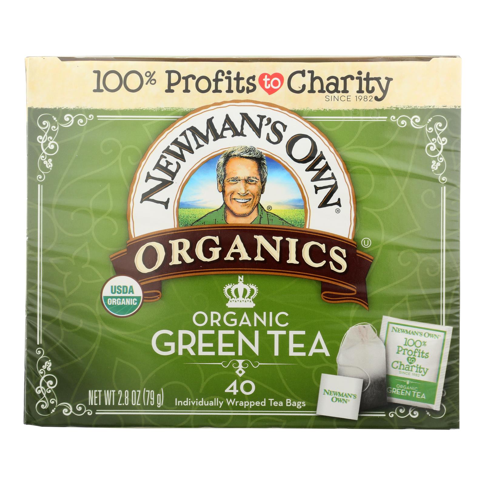 Newman's Own Organics Organic Green Tea - Case Of 6 - 40 Bags