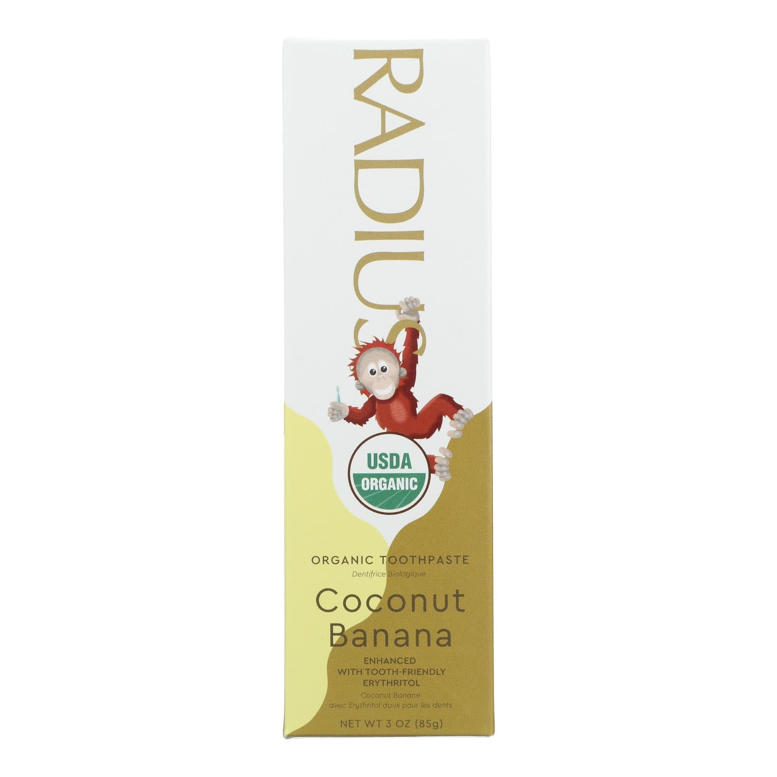 Radius Coconut Banana With Organic Chamomile Flower & Coconut Oil Toothpaste - 1 Each - 3 Oz