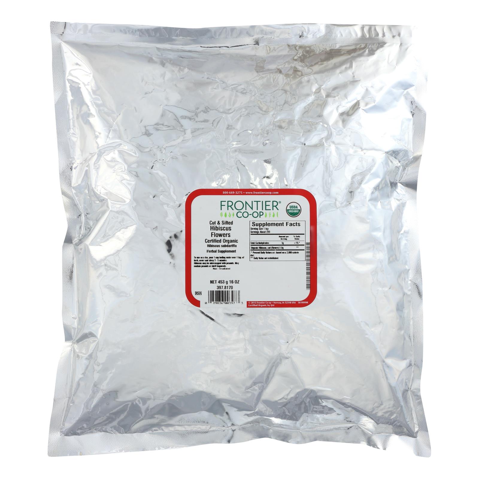 Frontier Herb Hibiscus Flowers Organic Cut And Sifted - Single Bulk Item - 1lb