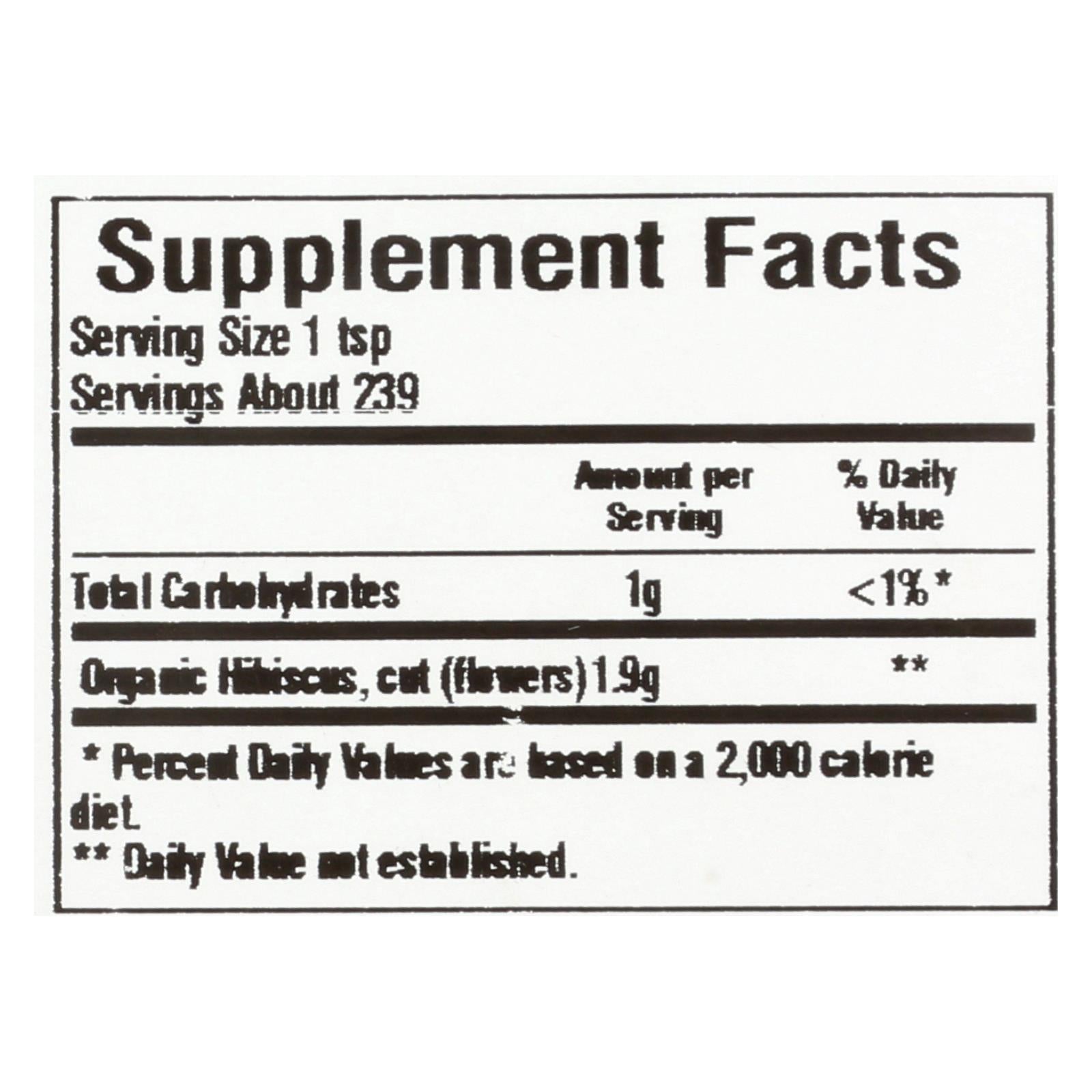 Frontier Herb Hibiscus Flowers Organic Cut And Sifted - Single Bulk Item - 1lb