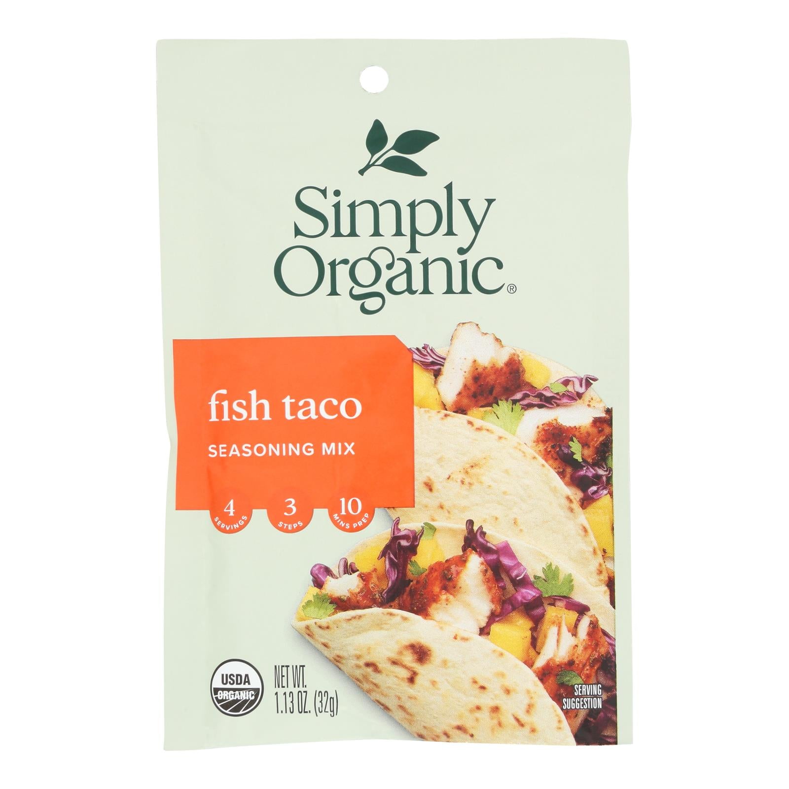 Simply Organic Seasoning Mix - Fish Taco - Case Of 12 - 1.13 Oz.