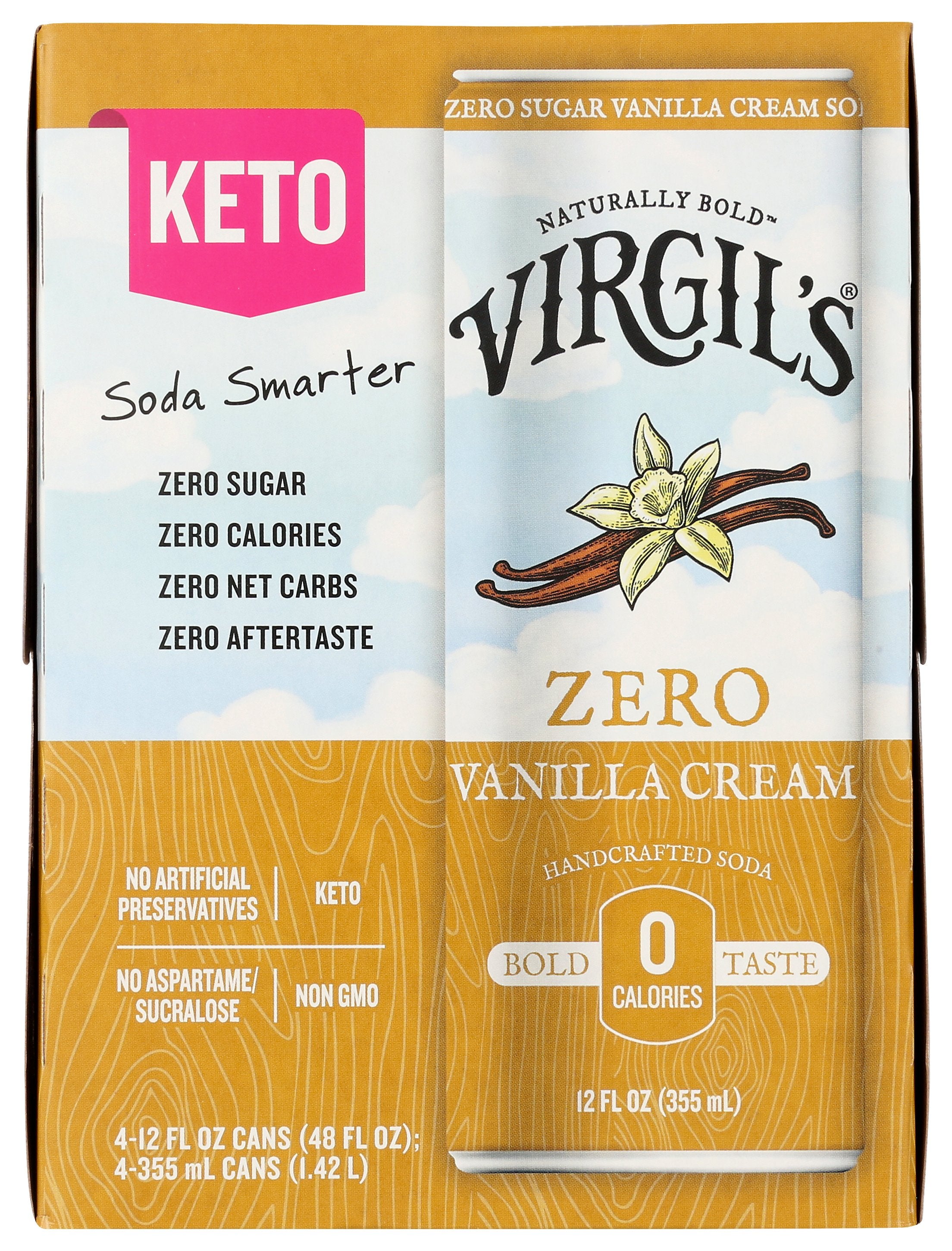 VIRGILS VANILLA CREM ZERO SUG 4PK - Case of 6