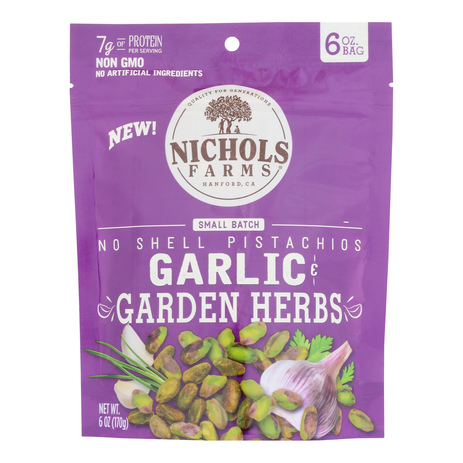 Nichols Farms Garlic Herb Pistachios, 15-Pack (6oz)