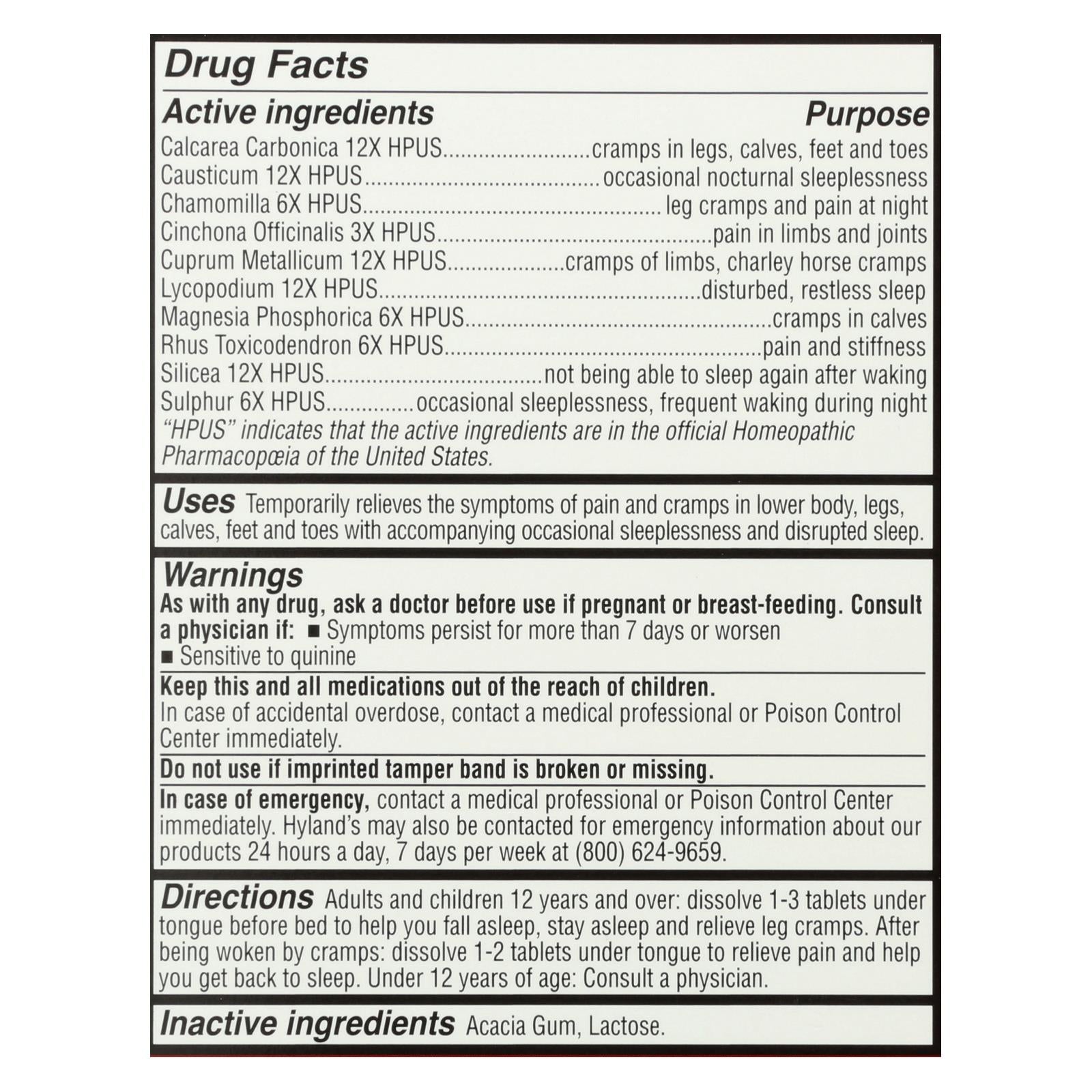 Hyland's - Leg Cramp Relief PM - Case of 3-50 Tablets