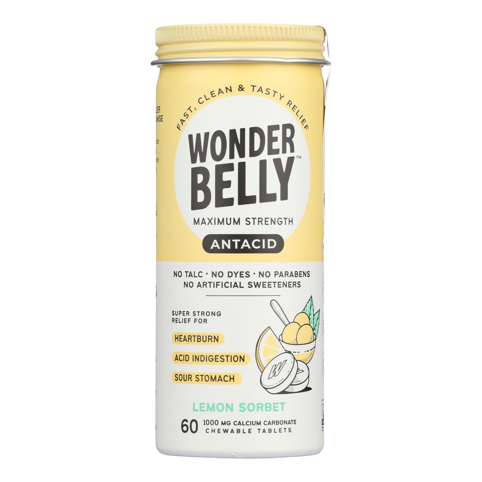 Wonder Belly - Antacid Lemon Sorbet - Case of 4-60 Count