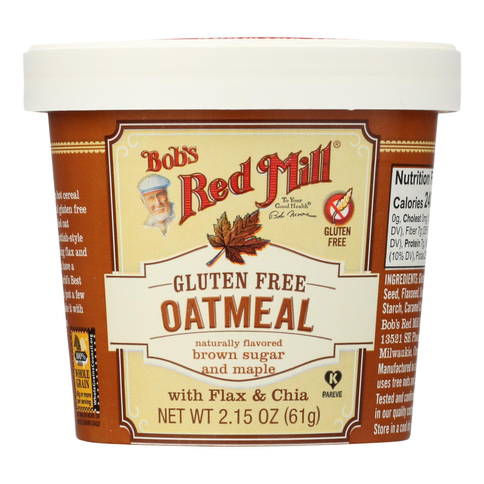 Bob's Red Mill Gluten-Free Oatmeal Cup, Maple Sugar, 12 Pack