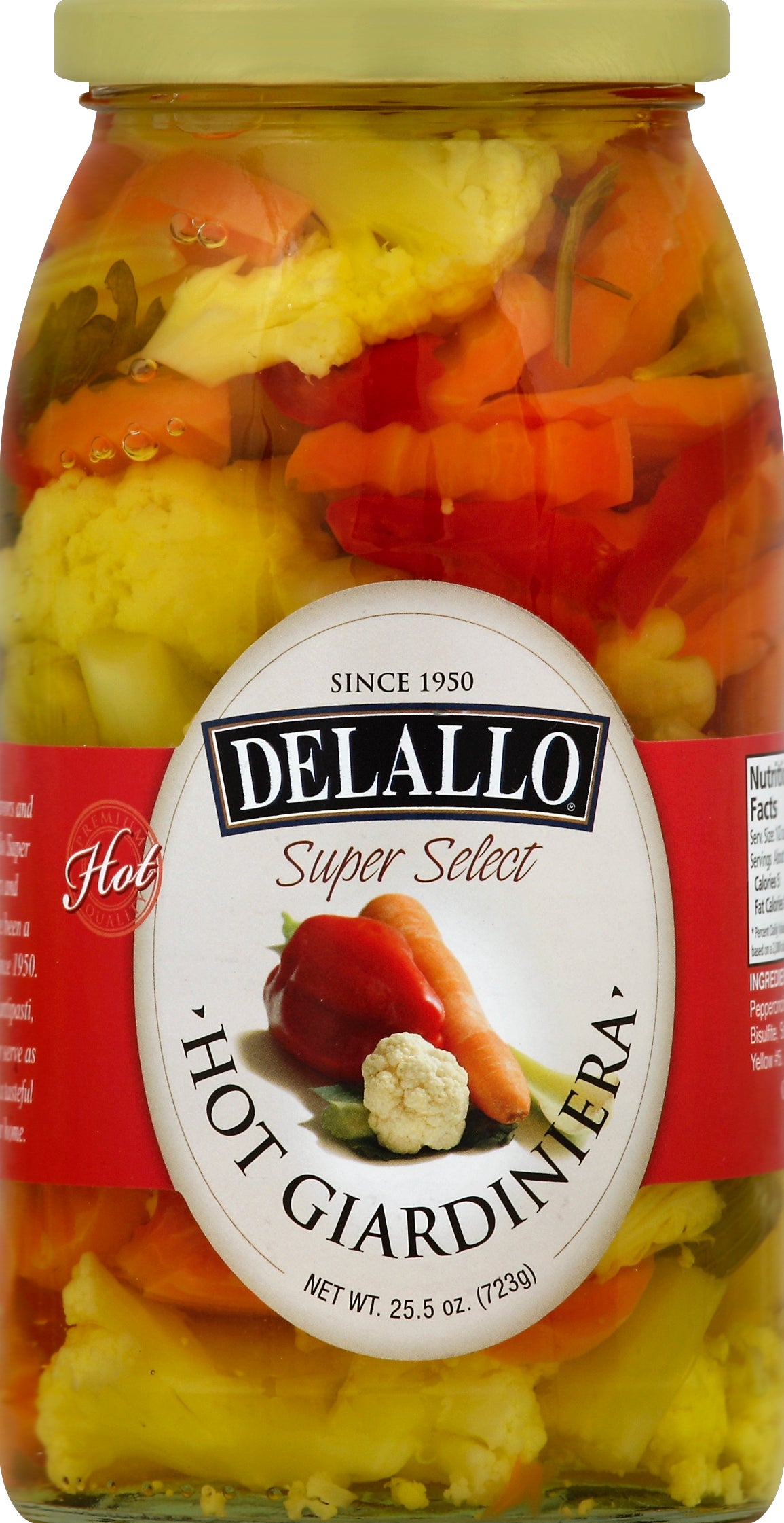Delallo Hot Giardiniera 25.5 oz - Case of 6
