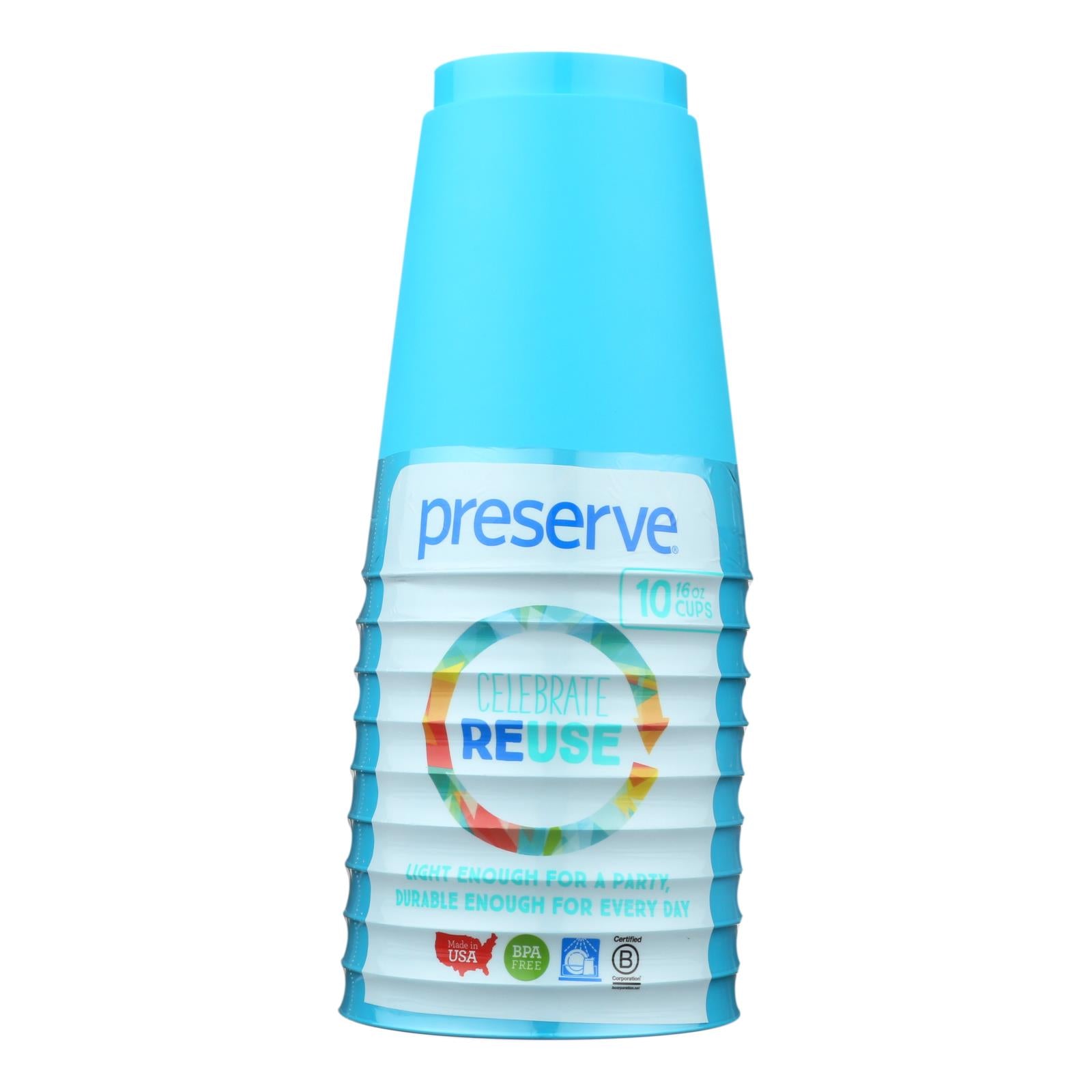 Preserve - Cups 16oz On The Go Aqua - Case of 12 - 10 CT
