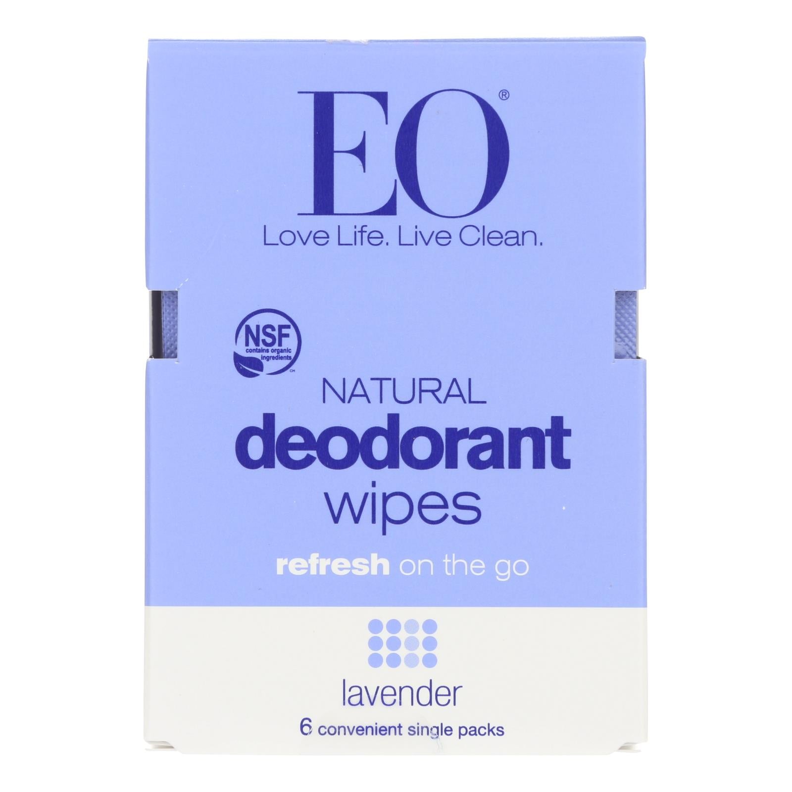 Eo Products - Deodorant Wipes - Lavender - Case Of 12 - 6 Count