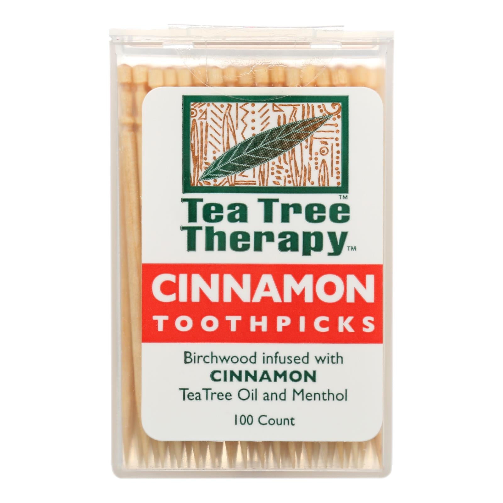 Tea Tree Therapy Toothpicks Cinnamon - 100 Toothpicks - Case Of 12