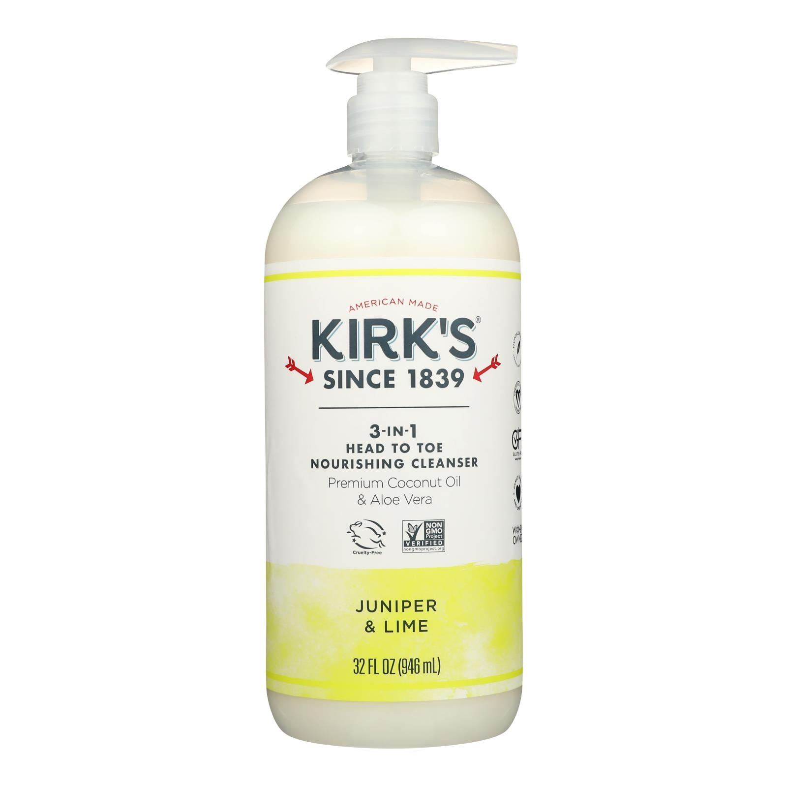 Kirk's Natural - 3-in-1 Cleanser Juniper Lime - 32 Fz