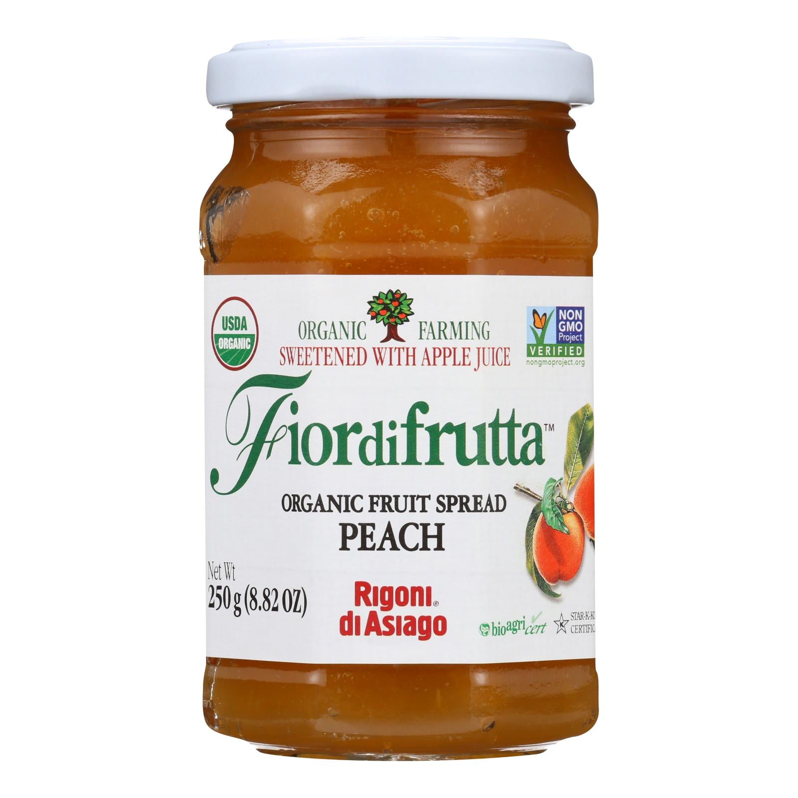 Fiordifrutta Peach Fruit Spread - Case of 6 - 8.82 OZ