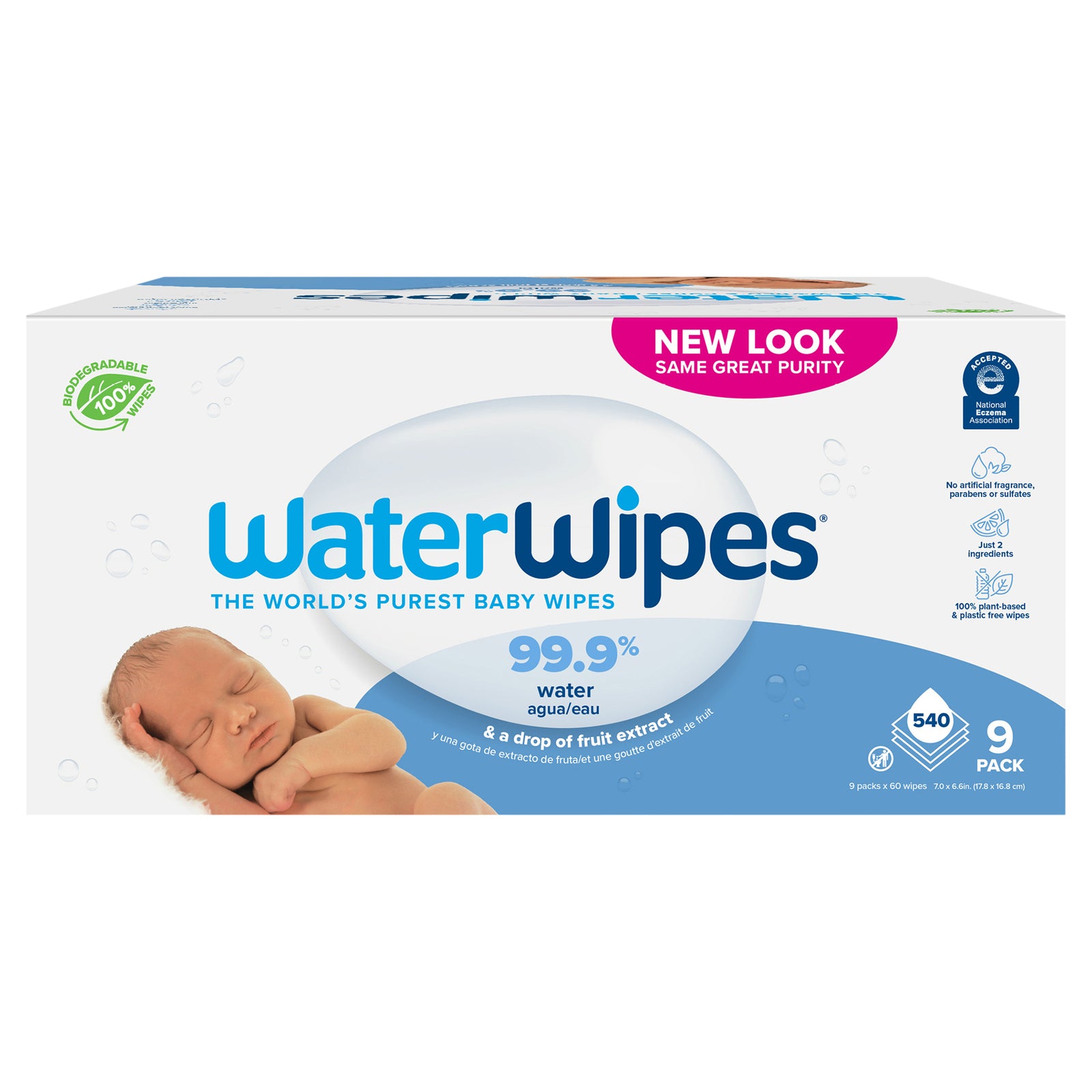 WaterWipes - Baby Wipes Water Based Unscented - Case of 1-540 Count