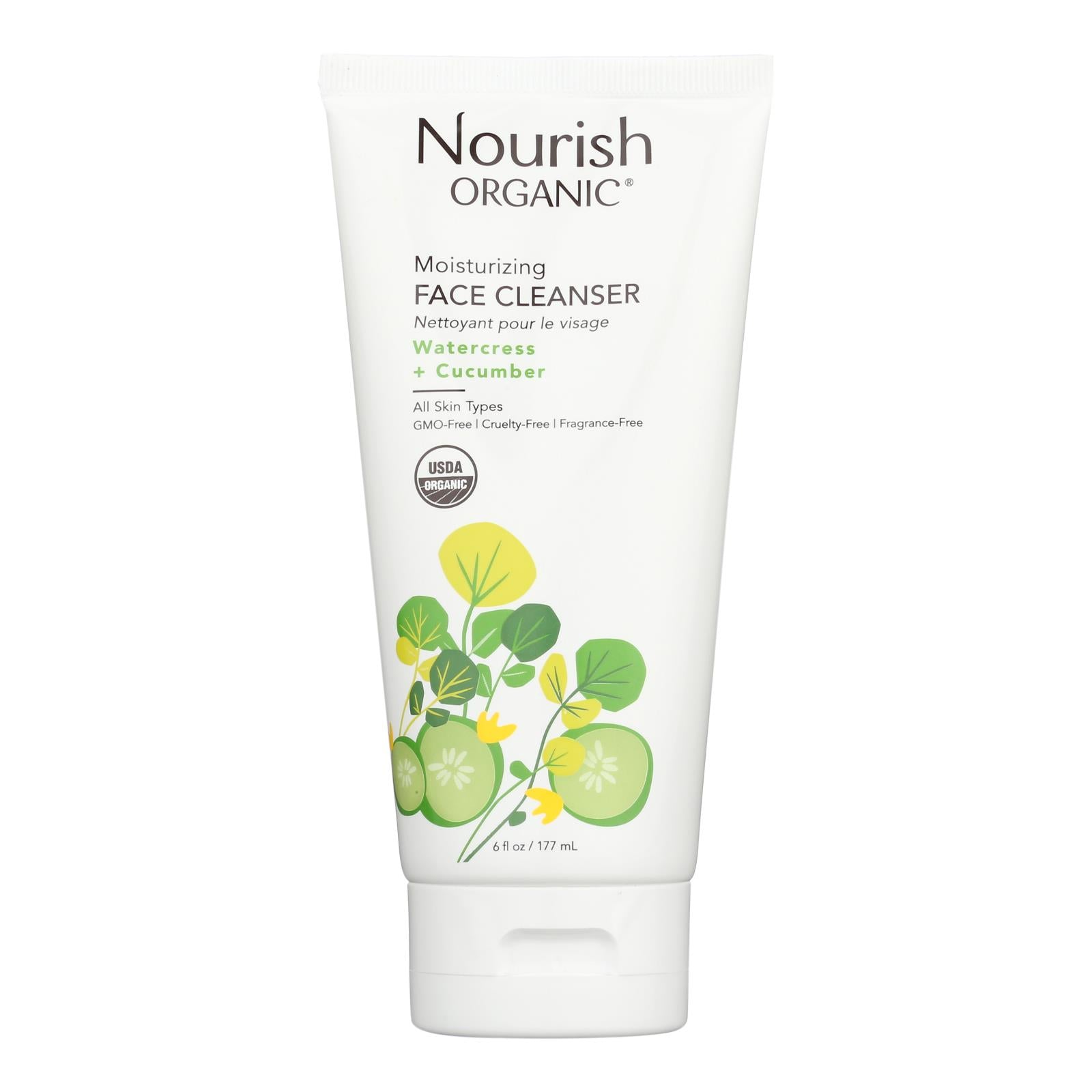Nourish Organic Face Cleanser - Moisturizing Cream Cucumber And Watercress - 6 Oz