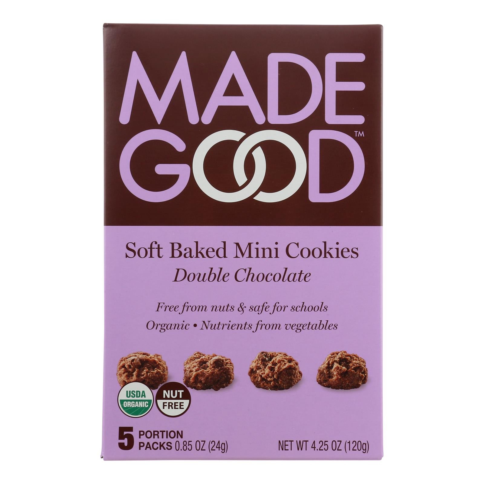 Made Good Soft Baked Mini Cookies - Double Chocolate - Case of 6 - 4.25 oz.