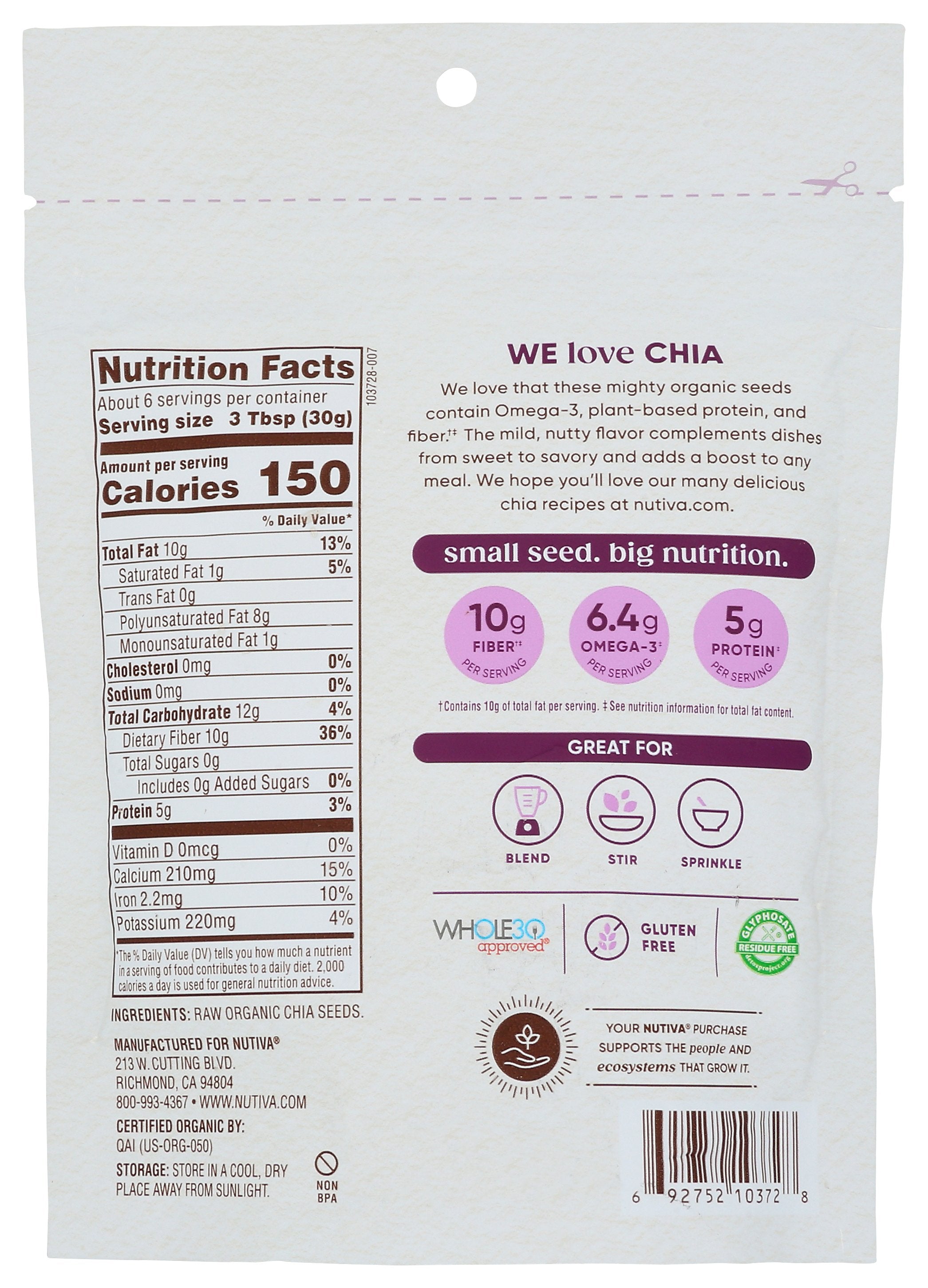 NUTIVA CHIA SEED BLACK - Case of 12