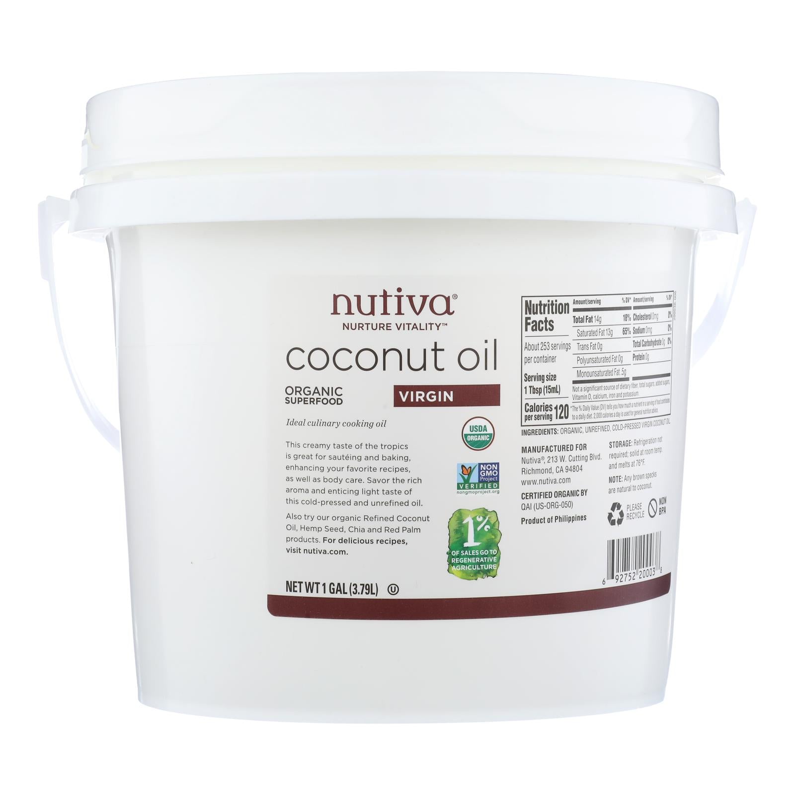Nutiva Organic Coconut Oil - Extra Virgin - 1 Gal