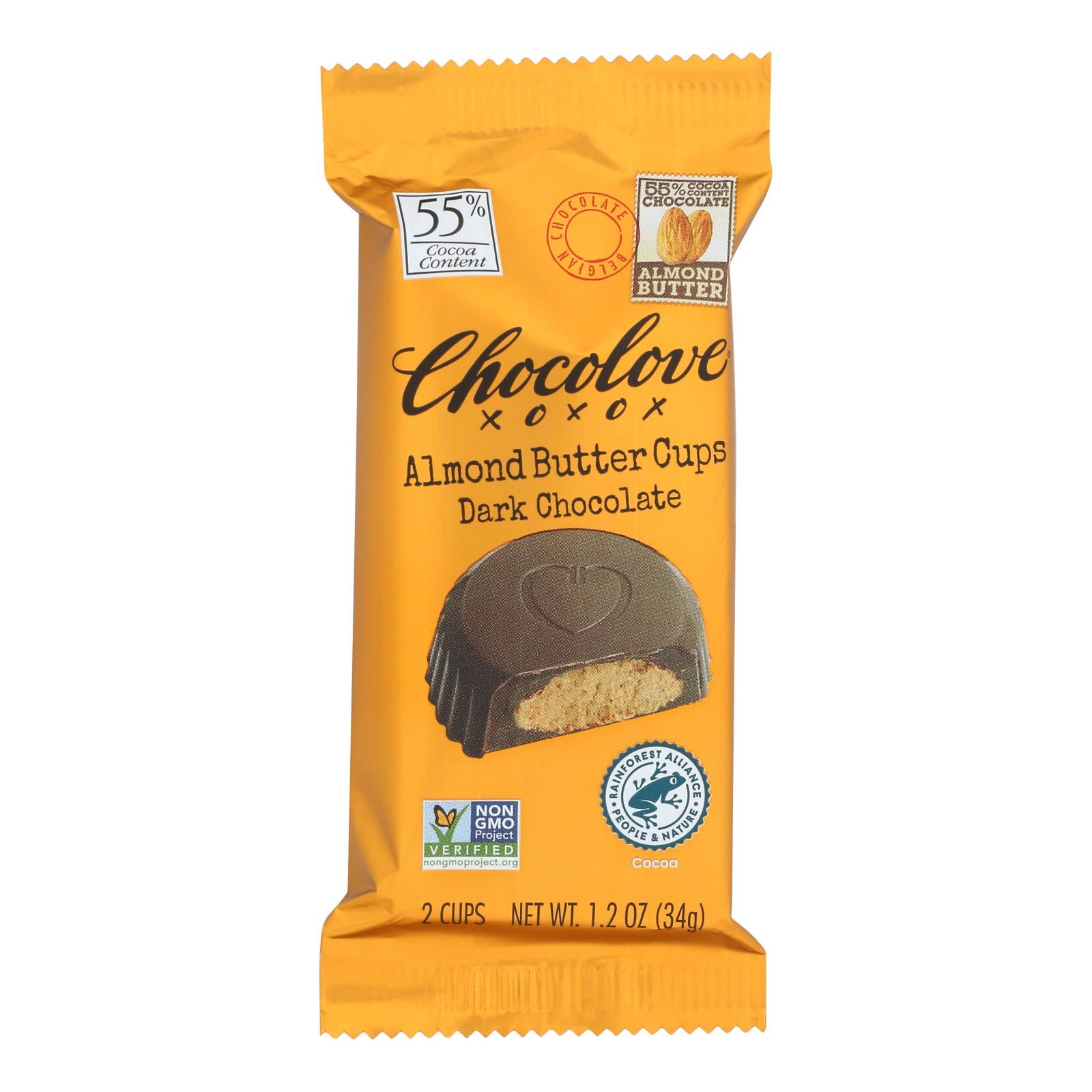 Chocolove - Cup Almond Butter Dark Chocolate - Case of 10-1.2 Ounces