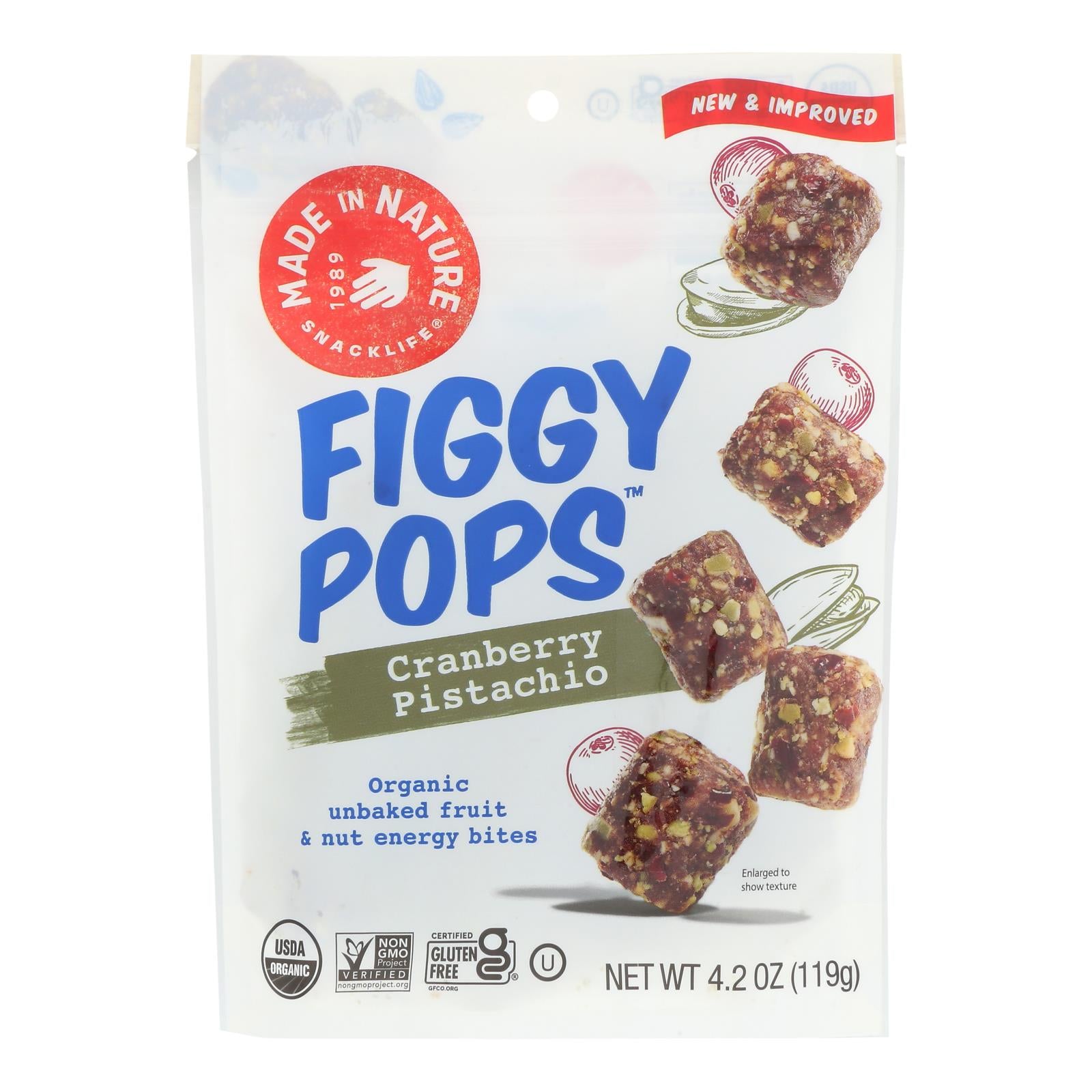 Made In Nature Figgy Pops - Cranberry Pistachio - Case Of 6 - 4.2 Oz