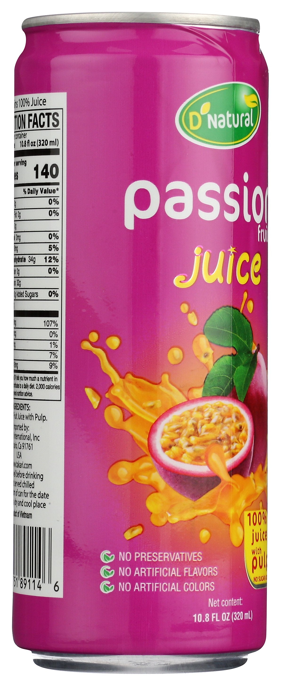 DNATURAL JUICE FRUIT PASSION - Case of 12