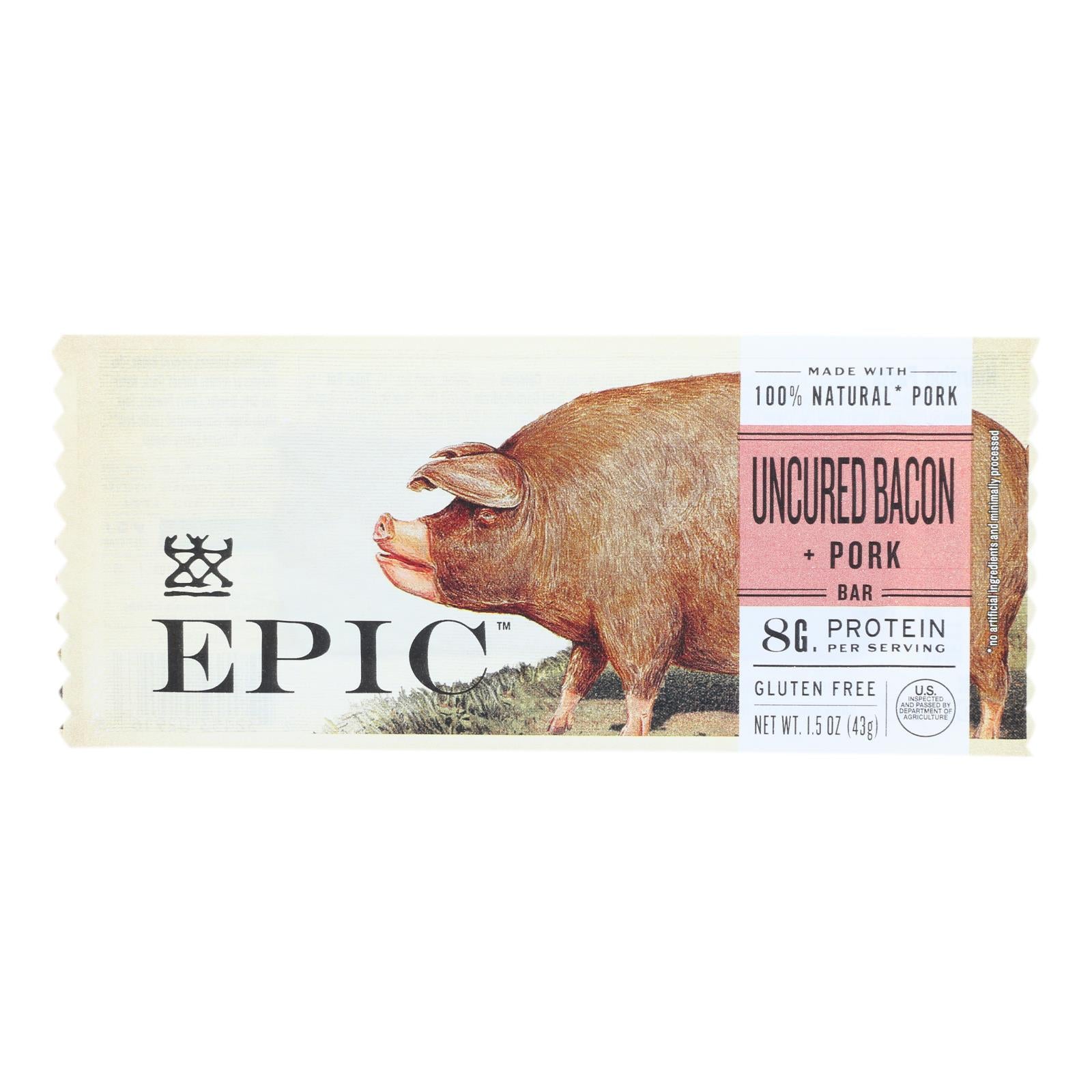 Epic - Bar - Pork - Maple - Uncured Bacon - Case Of 12 - 1.5 Oz