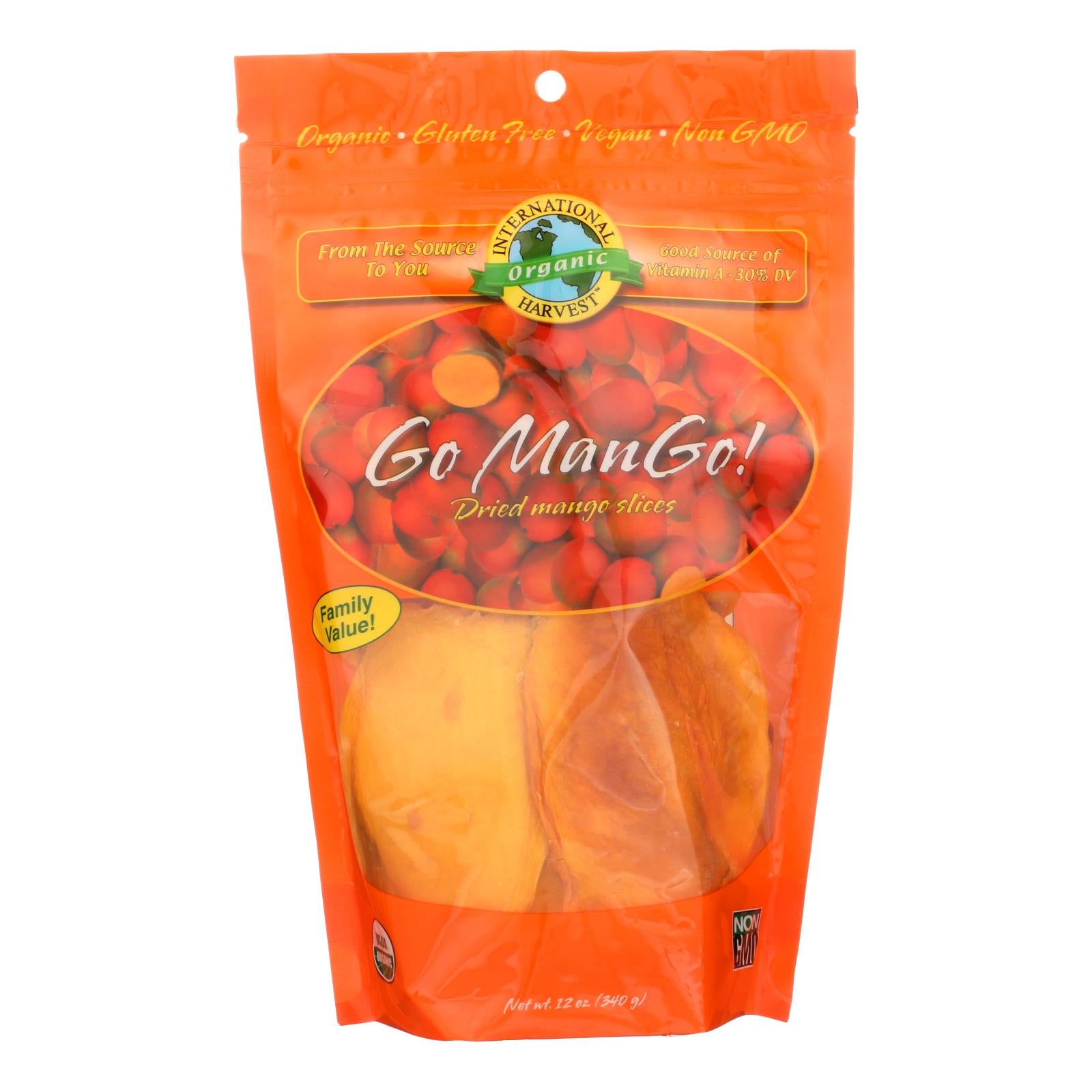 International Harvest Go Mango! Dried Mango Slices - Case of 6 - 12 OZ