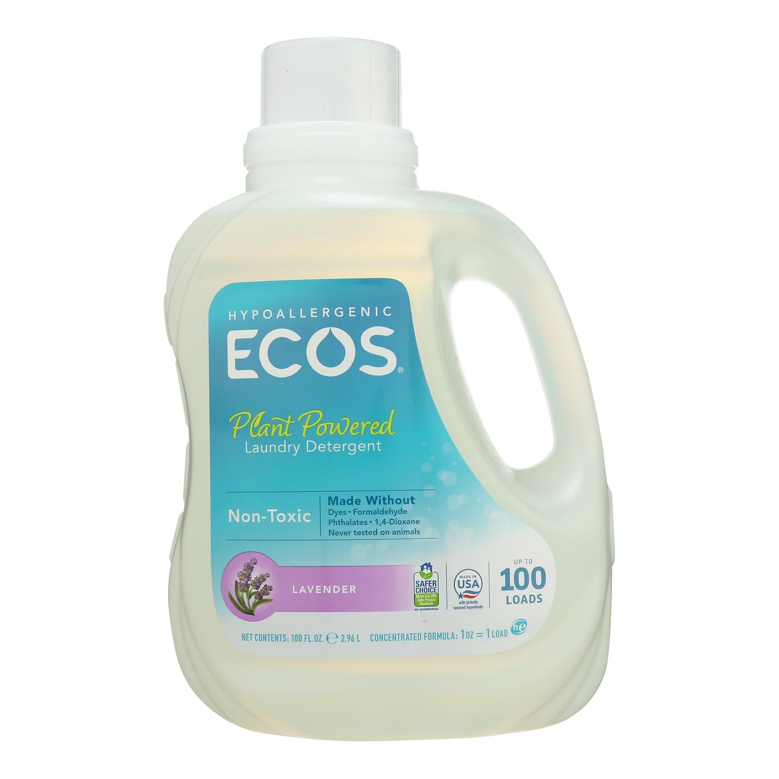 Earth Friendly Ecos Ultra 2x All Natural Laundry Detergent - Lavender - Case Of 4 - 100 Fl Oz