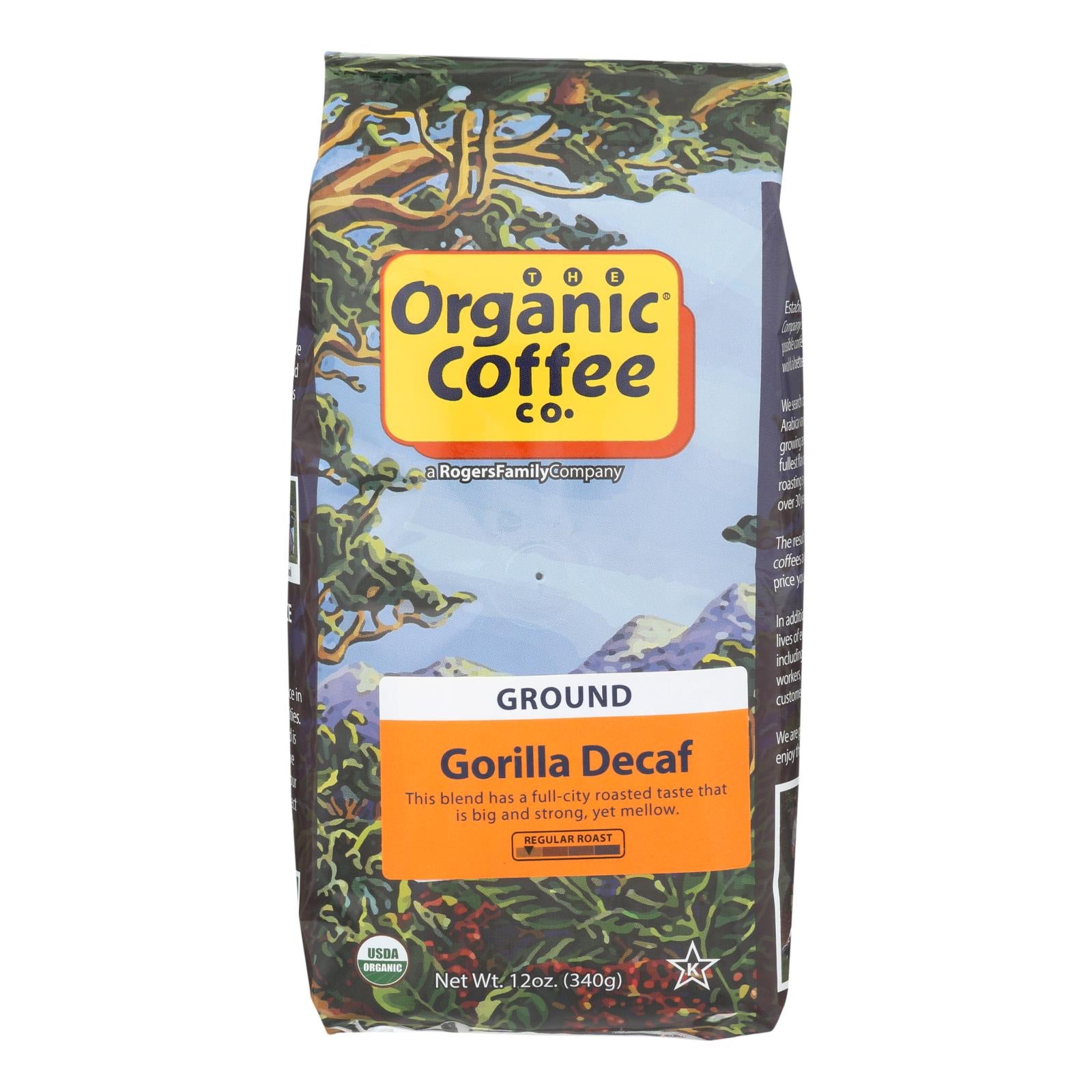 Organic Coffee Company Occ Gorilla Decaf Ground, Regular Roast - Case Of 6 - 12 Oz