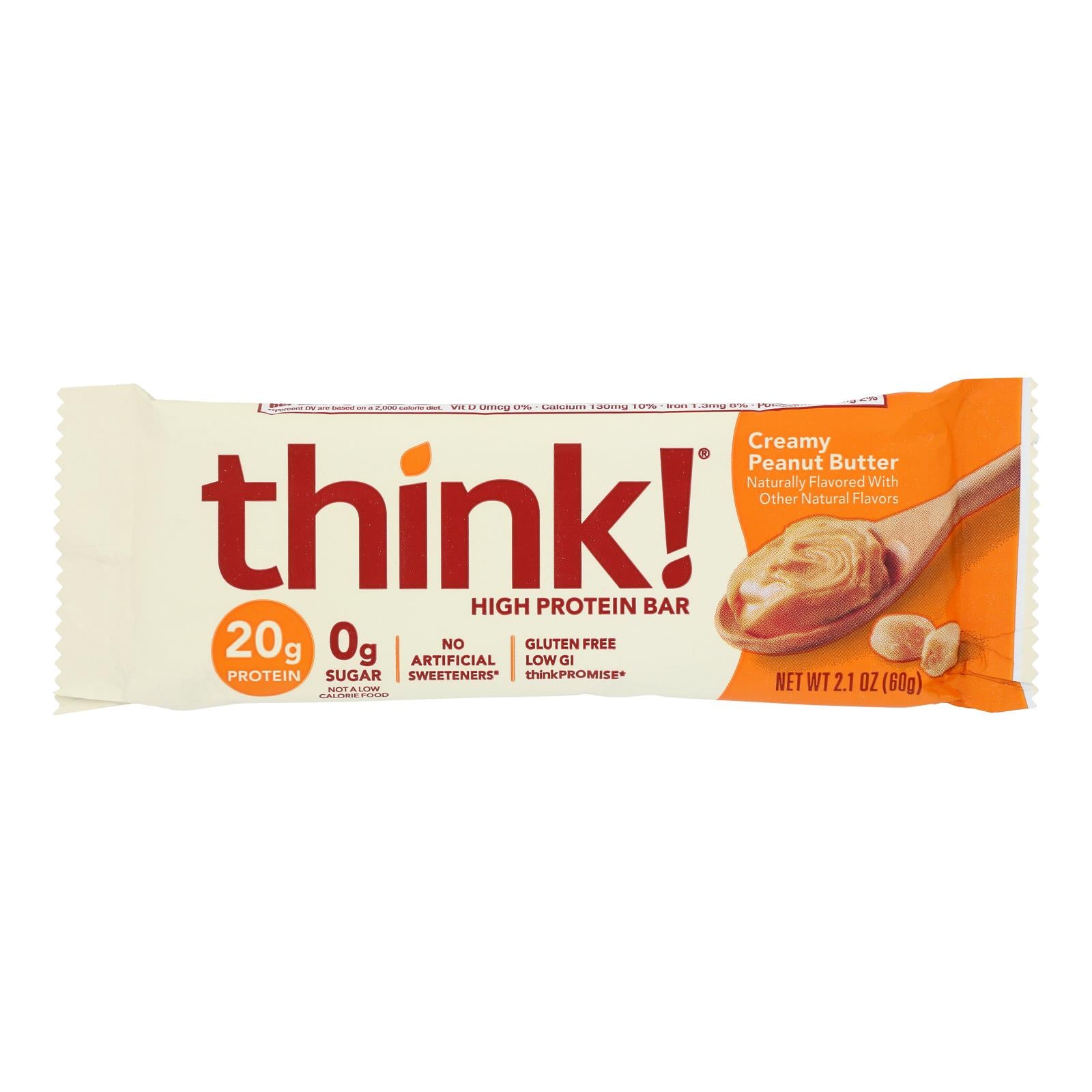 Think Products Thin Bar - Creamy Peanut Butter - Case Of 10 - 2.1 Oz