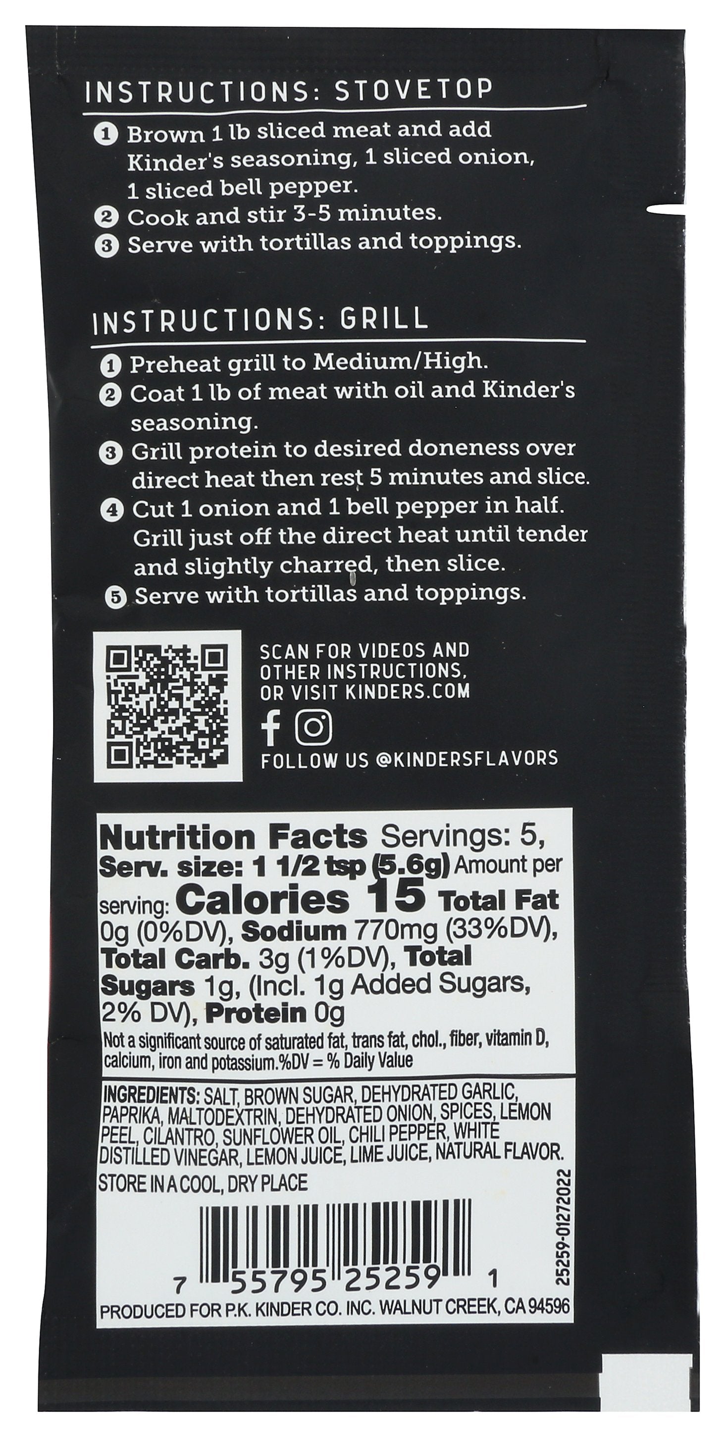 KINDERS SEASONING FAJITA BLEND - Case of 15