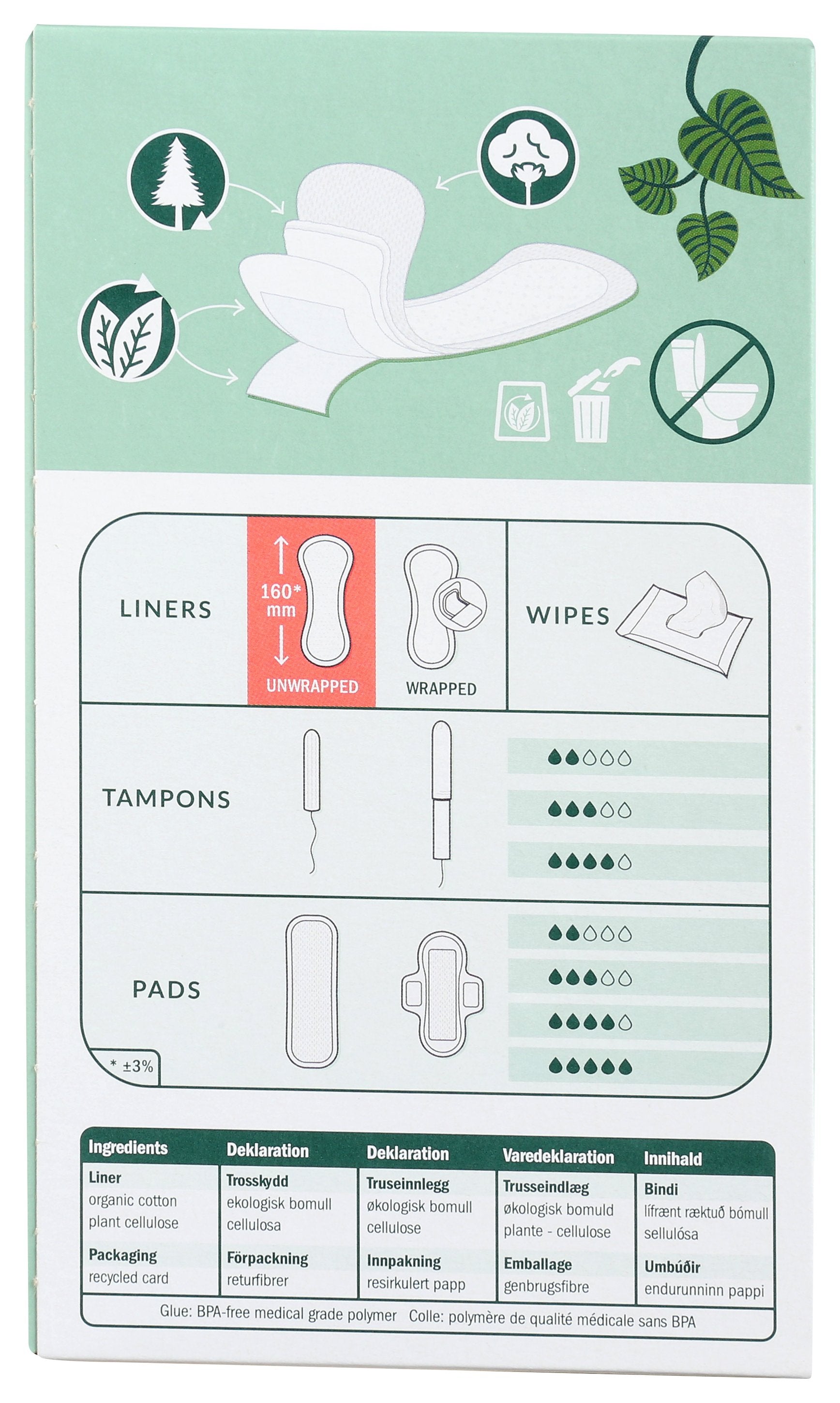 NATRACARE PANTY LINER CURVED - Case of 4