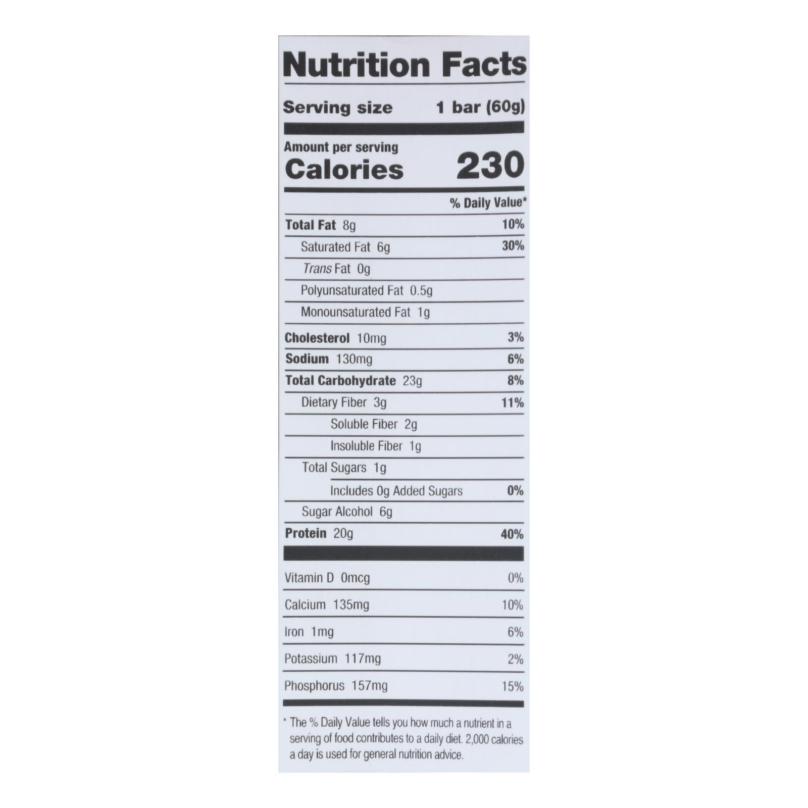 One Chocolate Chip Cookie Dough Flavored Protein Bars - Case of 12 - 60 GRM