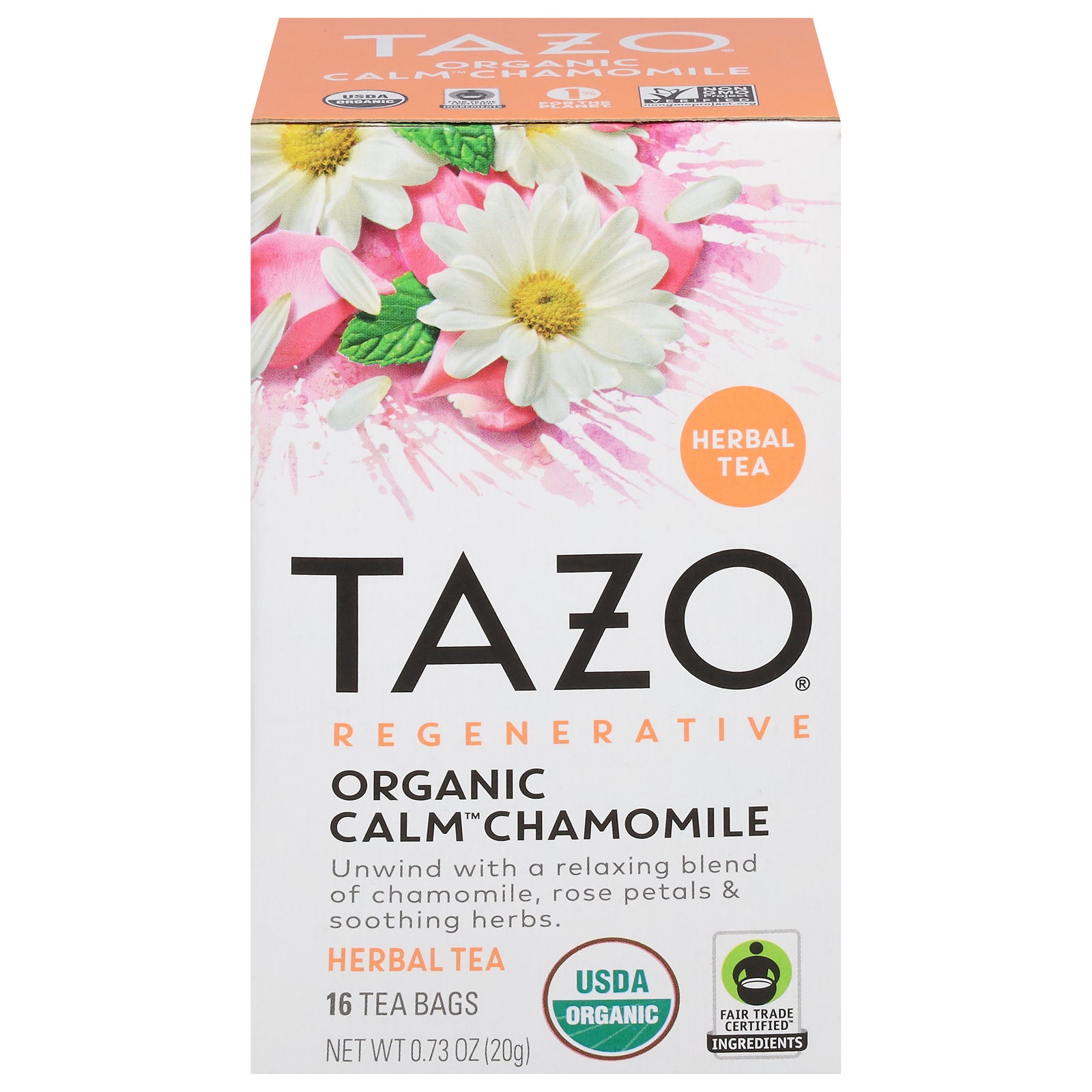 Tazo Tea - Herbal Tea Organic Calm Chamomile - Case of 6-16 Bags