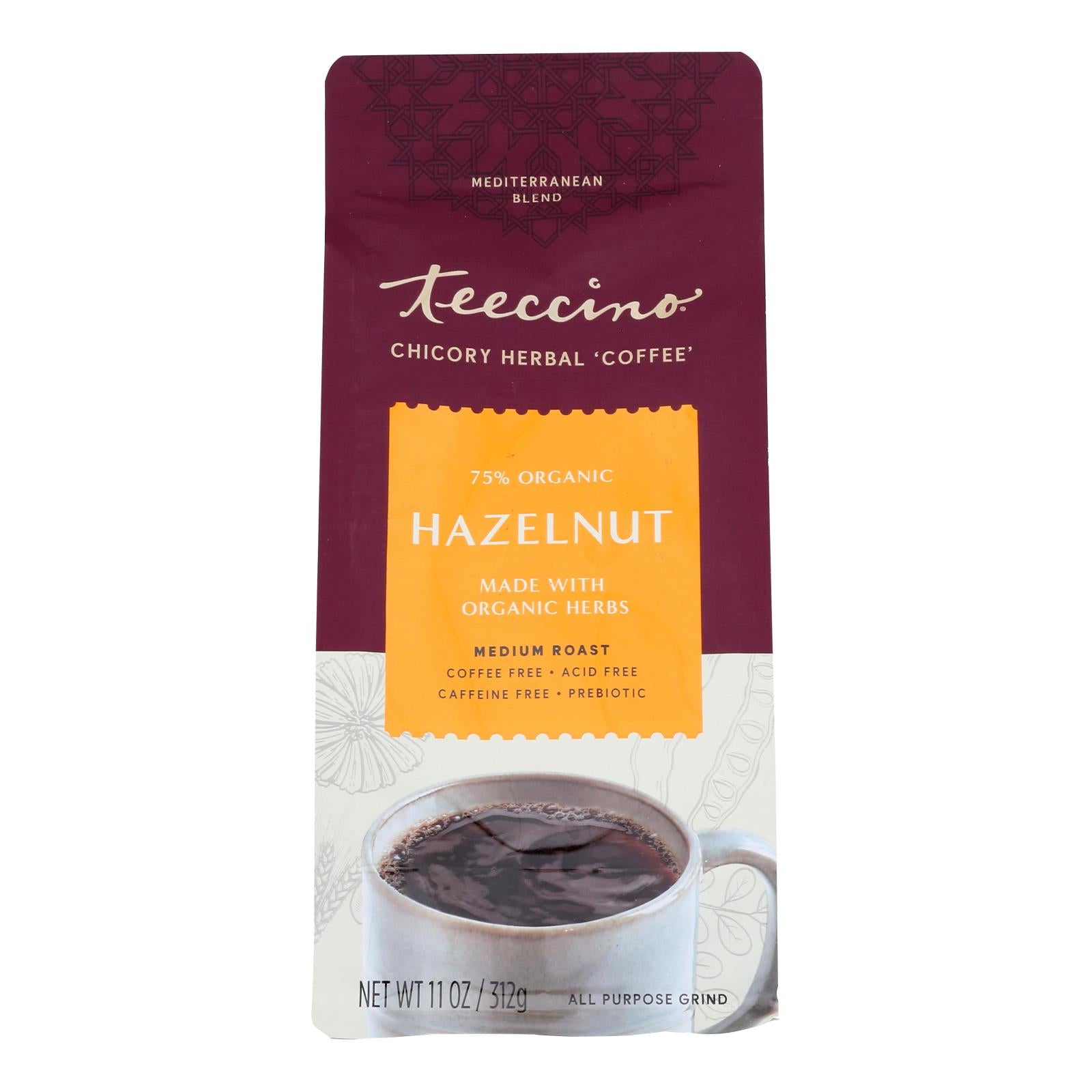 Teeccino Mediterranean Herbal Coffee Hazelnut - 11 Oz - Case Of 6