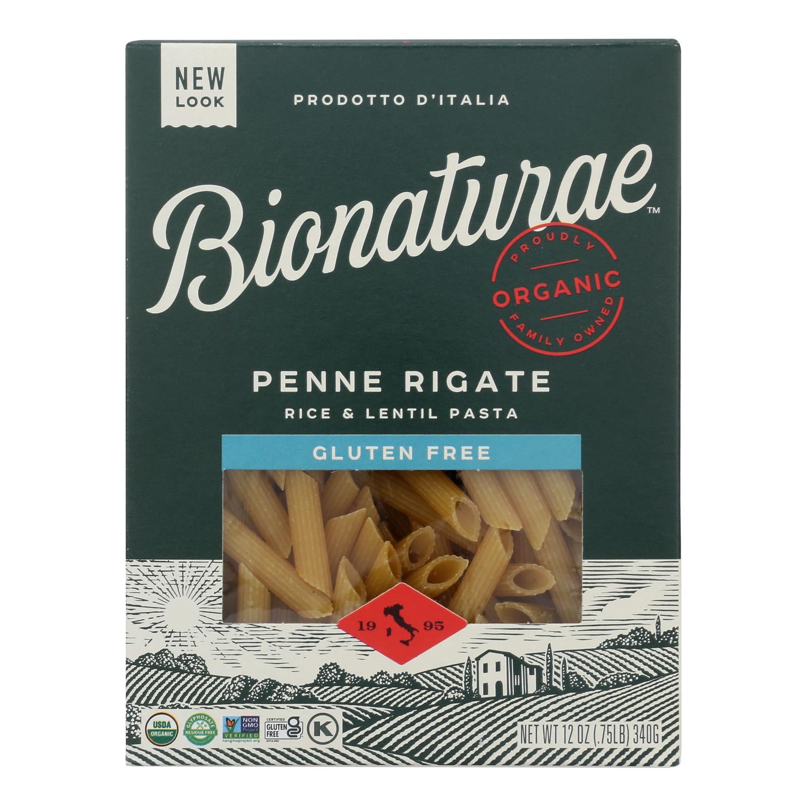 Bionaturae - Pasta Og1 Penne Riga G/f - CS of 12-12 OZ