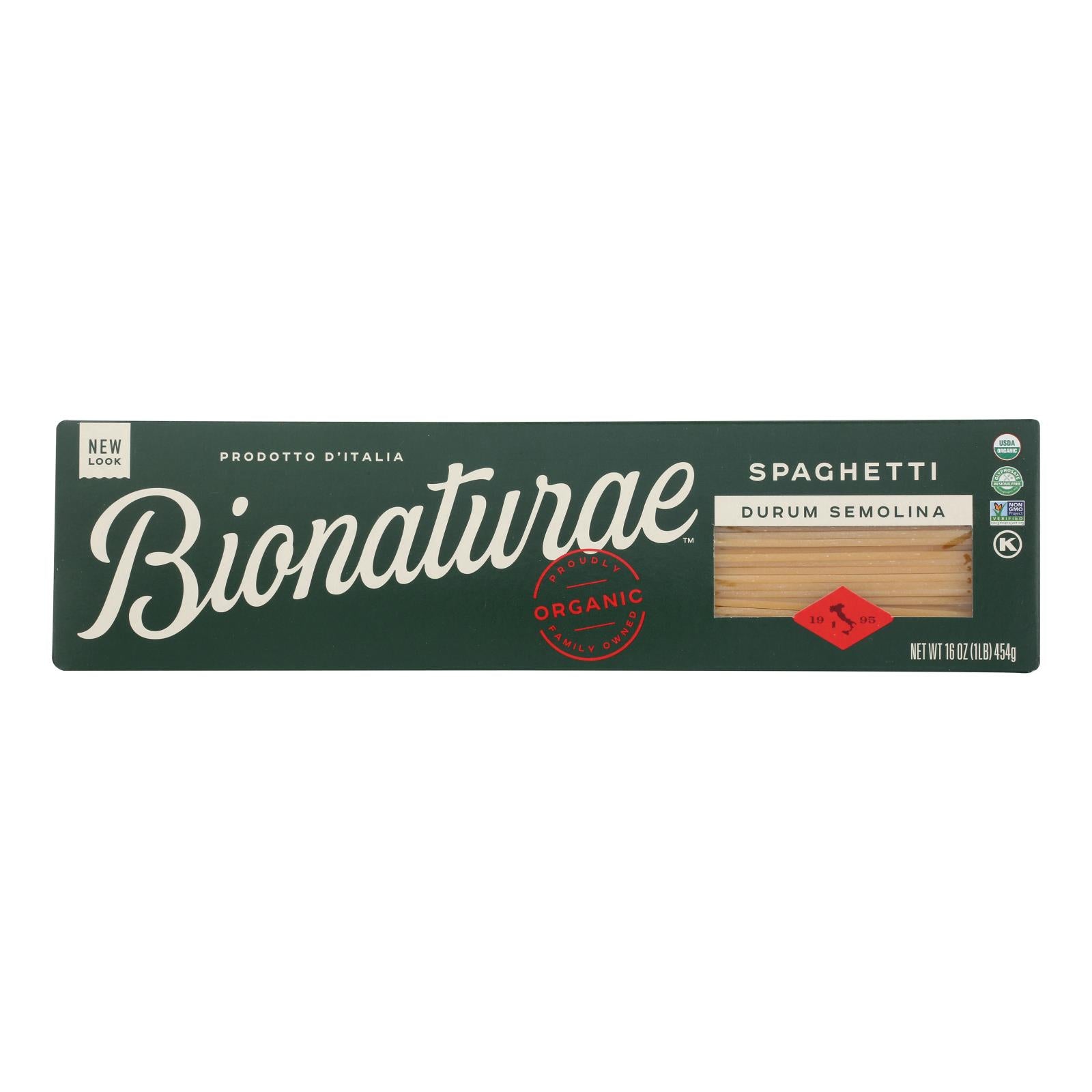 Bionaturae Pasta - Organic - 100 Percent Durum Semolina - Spaghetti - 16 Oz - Case Of 12