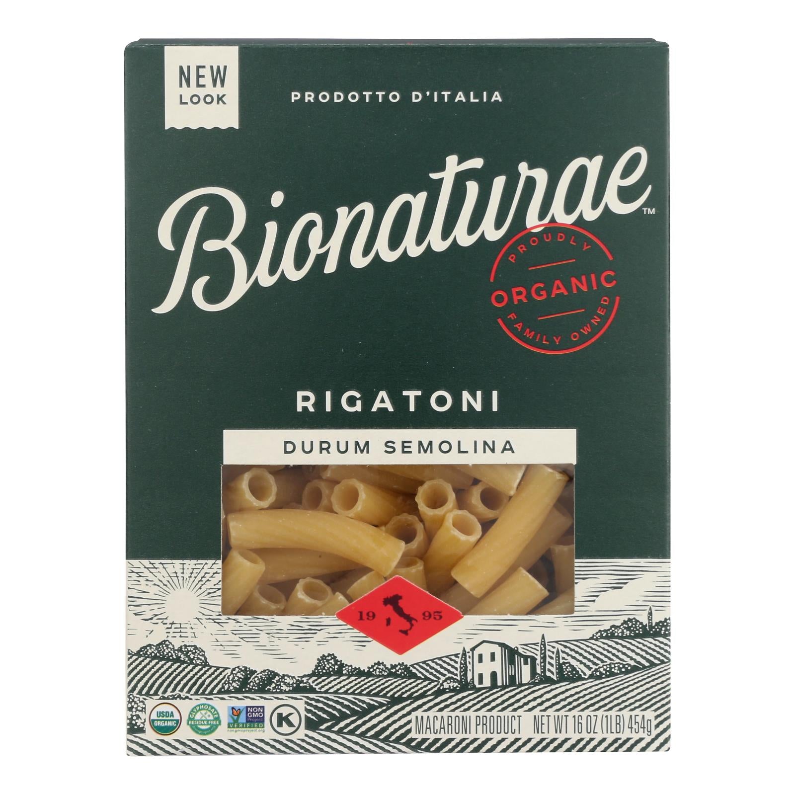 Bionaturae Pasta - Organic Durum Semolina Rigatoni - Case Of 12 - 16 Oz.