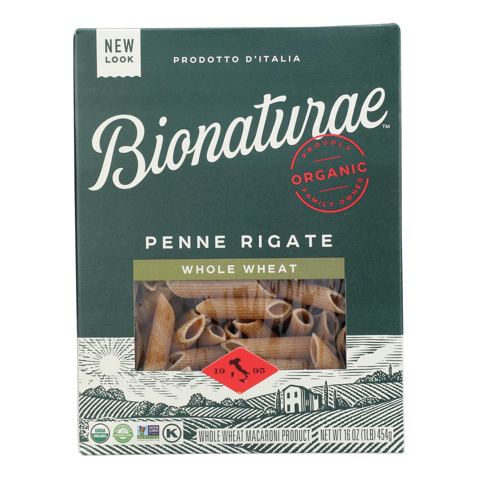 Bionaturae Pasta - Organic - 100 Percent Whole Wheat - Penne Rigate - 16 Oz - Case Of 12