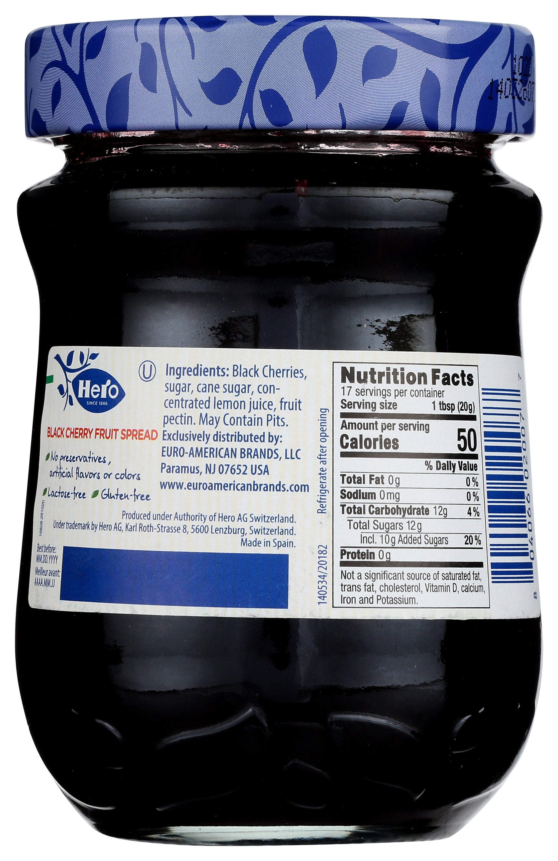 HERO FRUIT SPRD BLK CHERRY - Case of 8