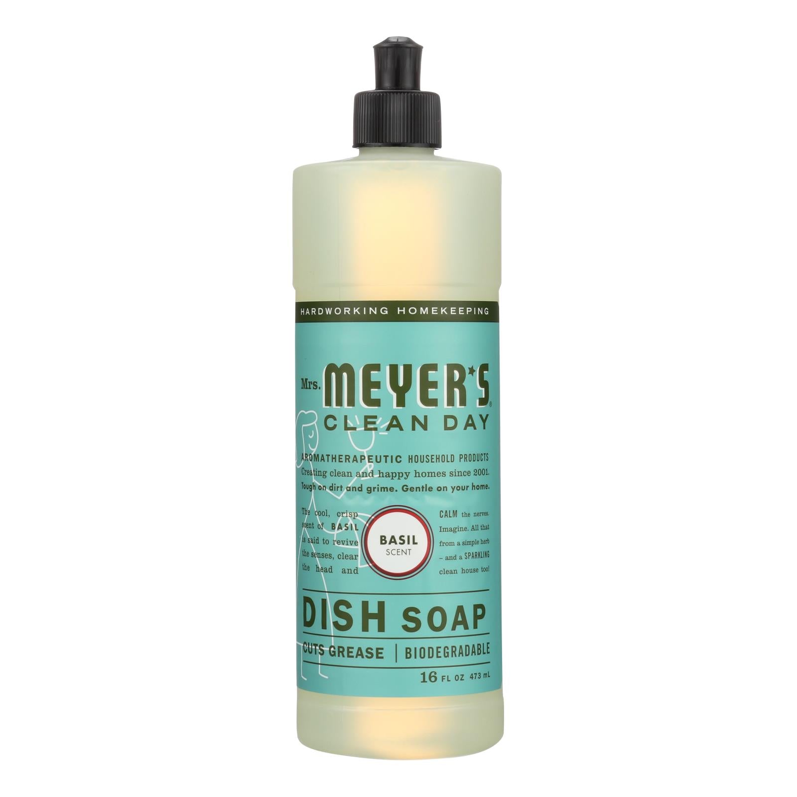 Mrs. Meyer's Clean Day - Liquid Dish Soap - Basil - Case of 6 - 16 oz