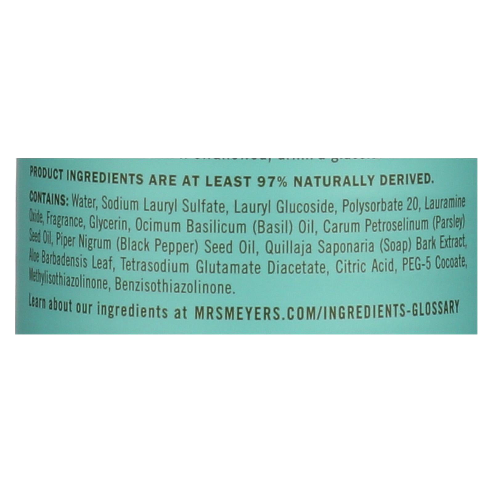 Mrs. Meyer's Clean Day - Liquid Dish Soap - Basil - Case of 6 - 16 oz