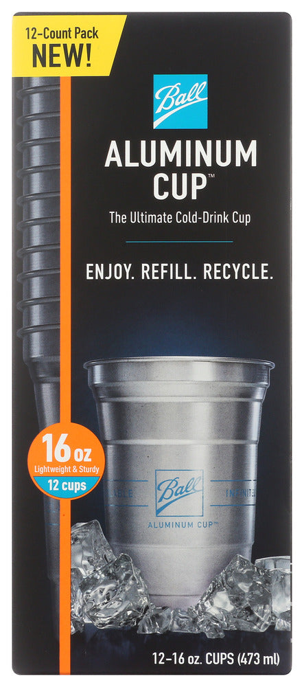 Ball Aluminum Recyclable Cup - Case of 10 - Pack of 12 - 16 oz